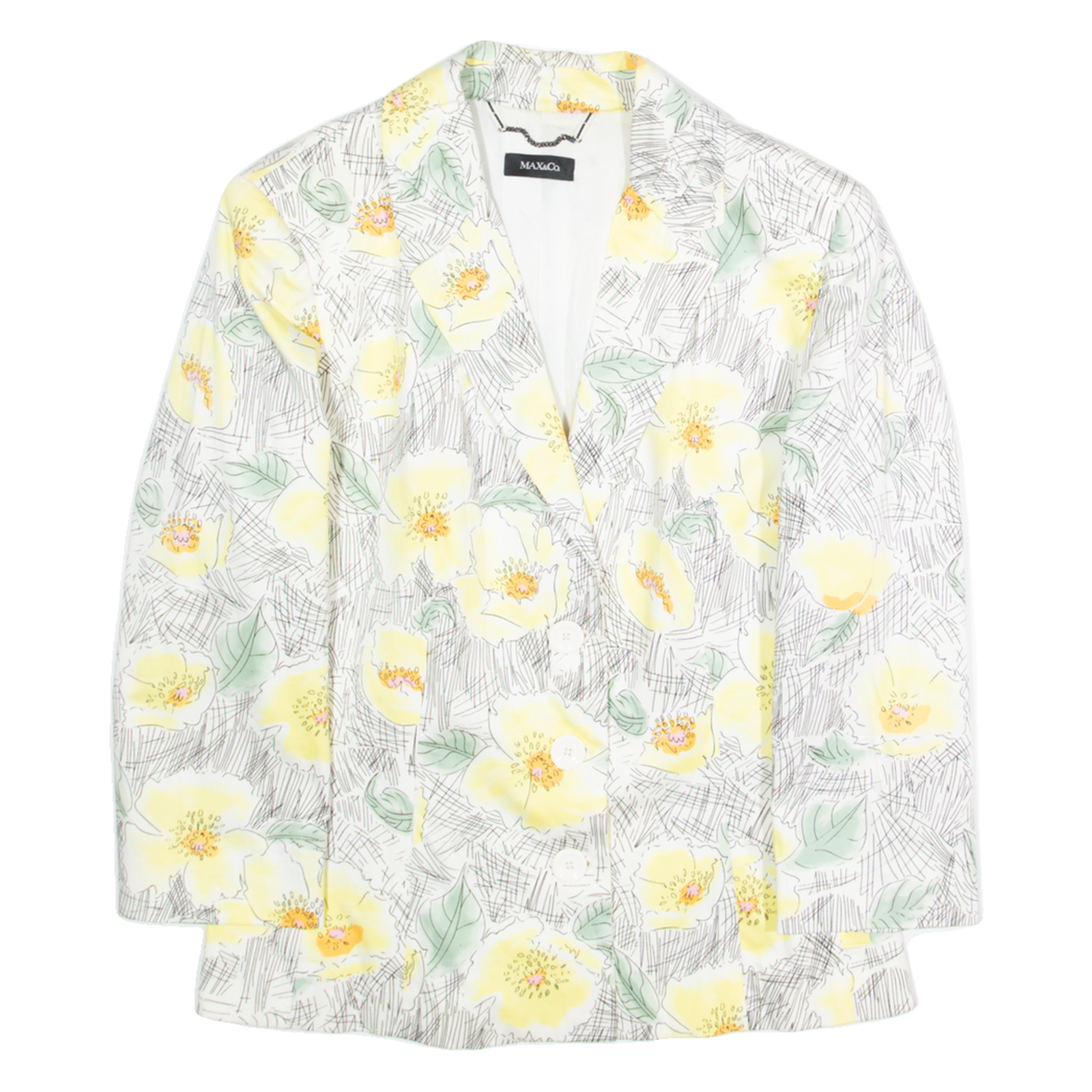 MAX&CO Womens Blazer Jacket White Floral M Refurbished - N/A refurbished available on Cerqular