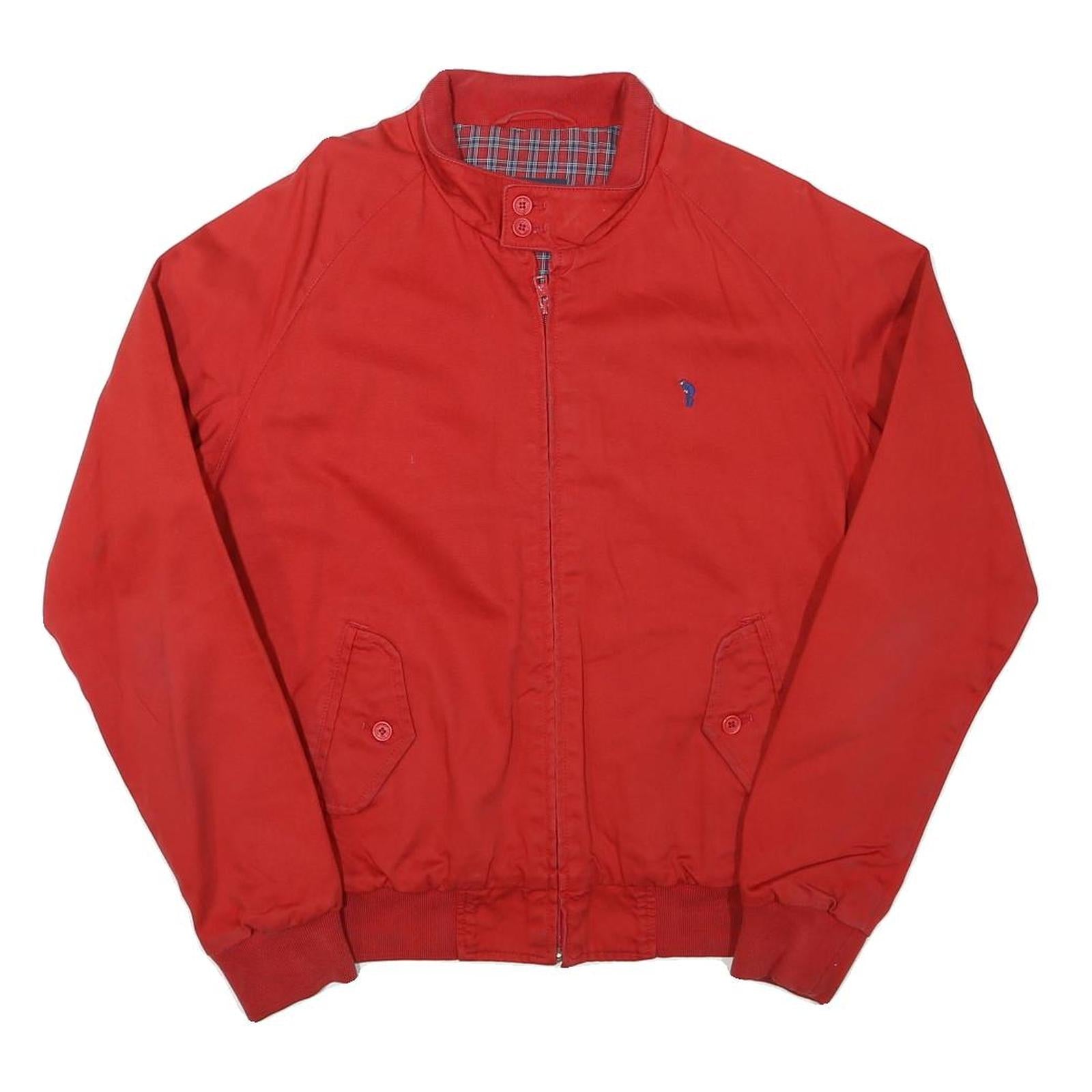 JOHN ASHFIELD Mens Red Bomber Jacket S Cotton Blend Plain Casual Zip Refurbished - N/A refurbished available on Cerqular