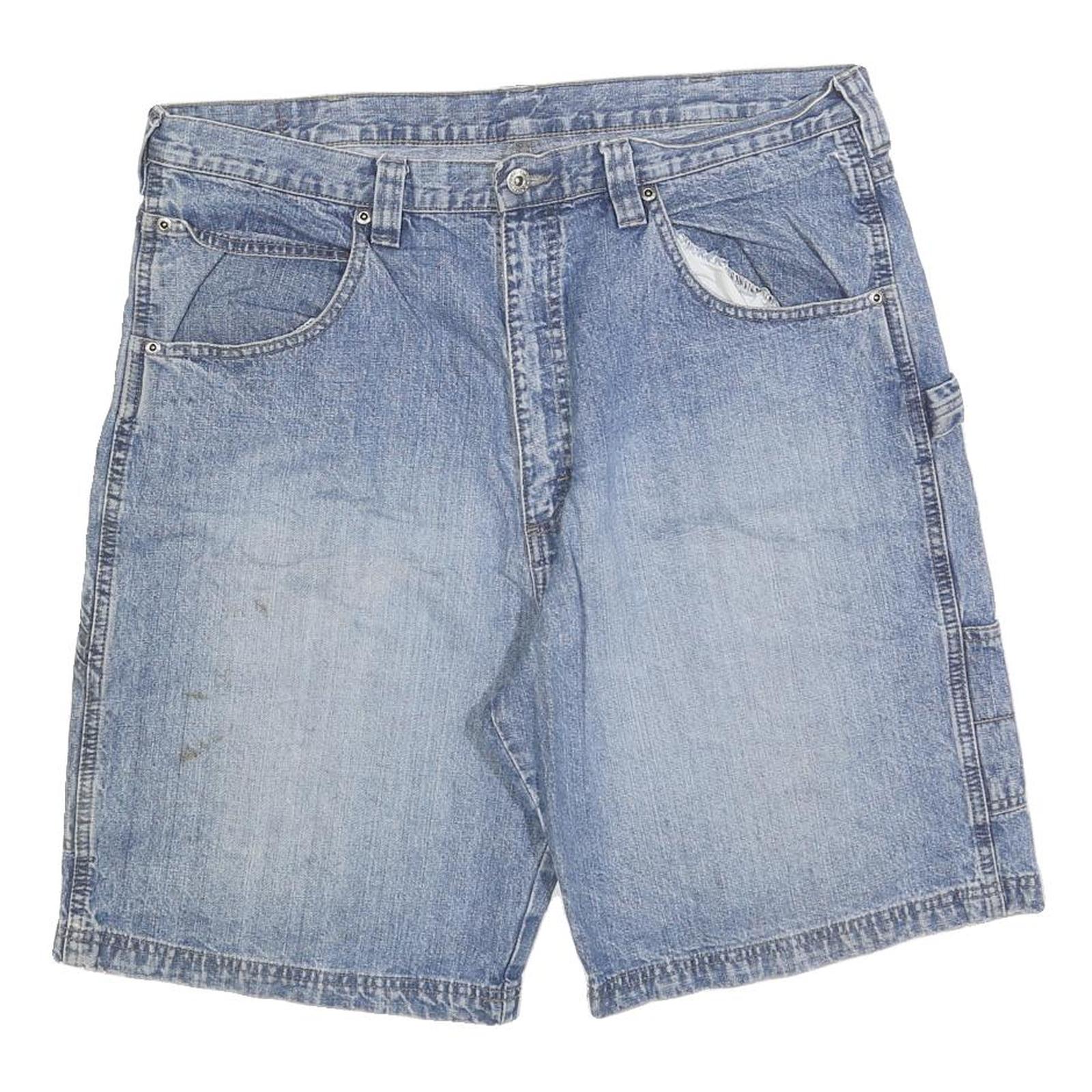 WRANGLER Mens Denim Blue Casual Shorts L W36 Carpenter Style Pockets Refurbished - N/A refurbished available on Cerqular