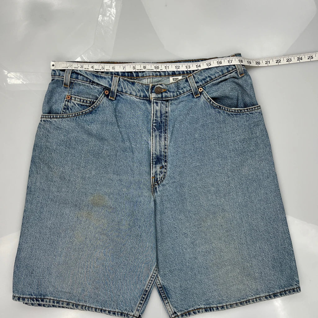 Levis Wide Leg Denim Shorts - 36W 13L Blue Cotton Refurbished - Thrifted (note: this is a term often used to describe second- refurbished available on Cerqular