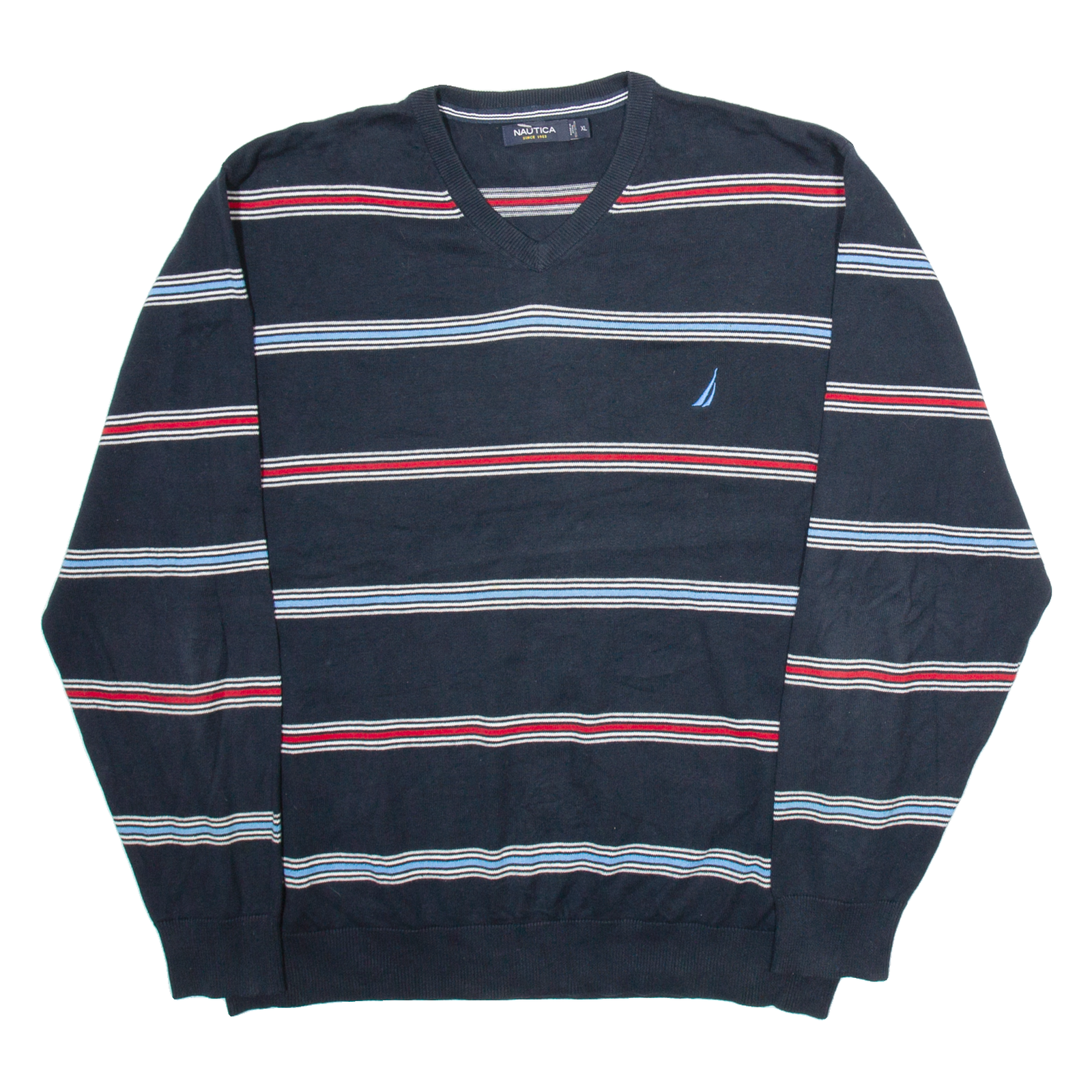 Buy NAUTICA Mens Jumper Blue Striped V-Neck Tight Knit XL Refurbished - $23.39 NAUTICA Mens Jumper Blue Striped V-Neck Tight Knit XL Refurbished - N/A refurbished available on Cerqular