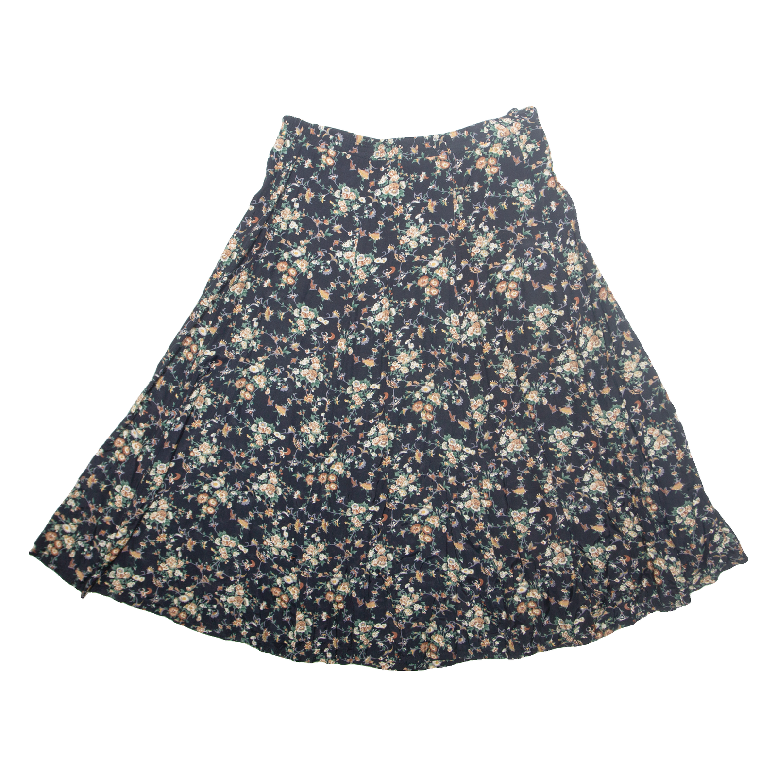 Womens A-Line Skirt Black Knee Length Floral L Refurbished - N/A refurbished available on Cerqular