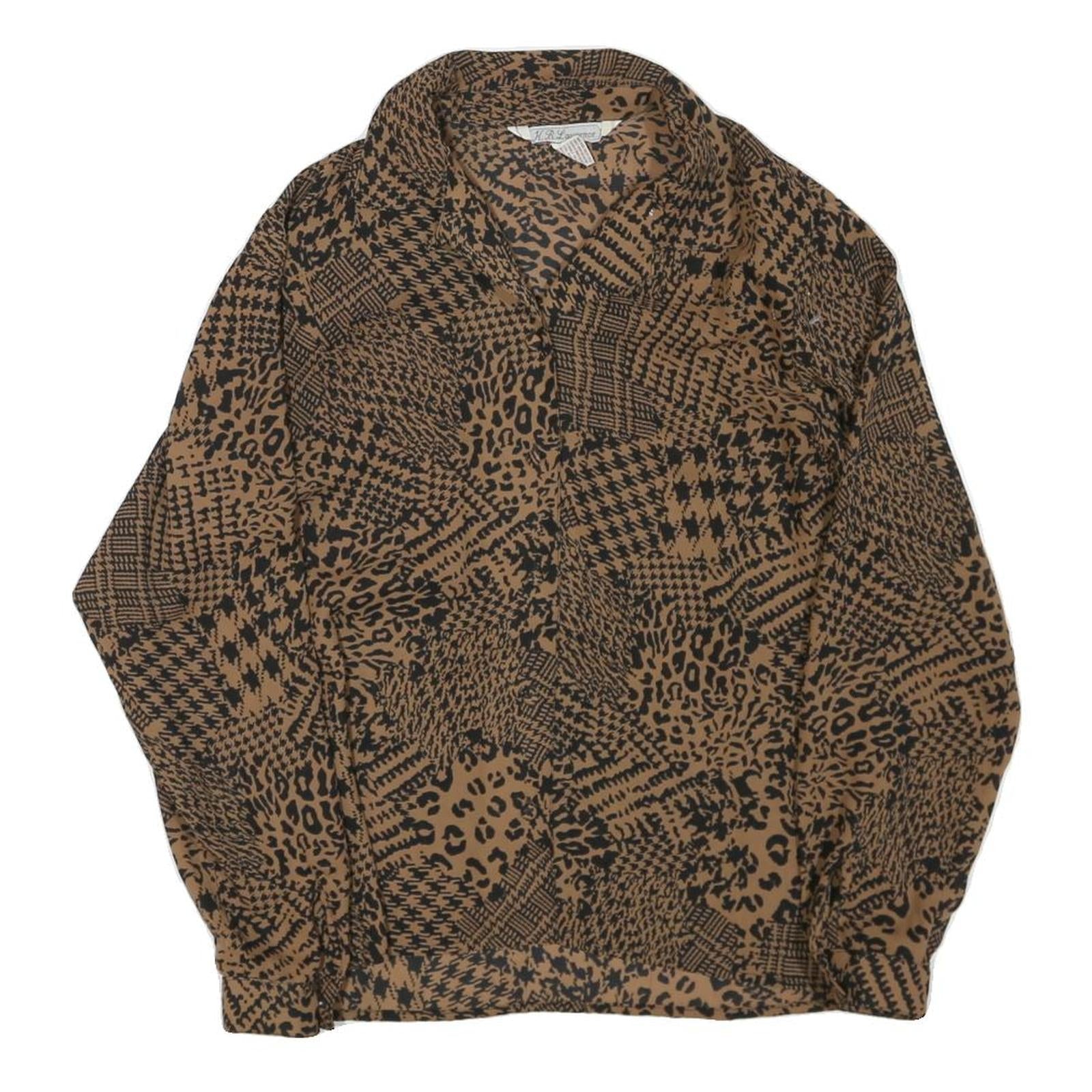 Buy Womens Brown Black Animal Print Long Sleeve Collared Blouse L Polyester Blend Refurbished - $18.19 Womens Brown Black Animal Print Long Sleeve Collared Blouse L Polyester Blend Refurbished - N/A refurbished available on Cerqular