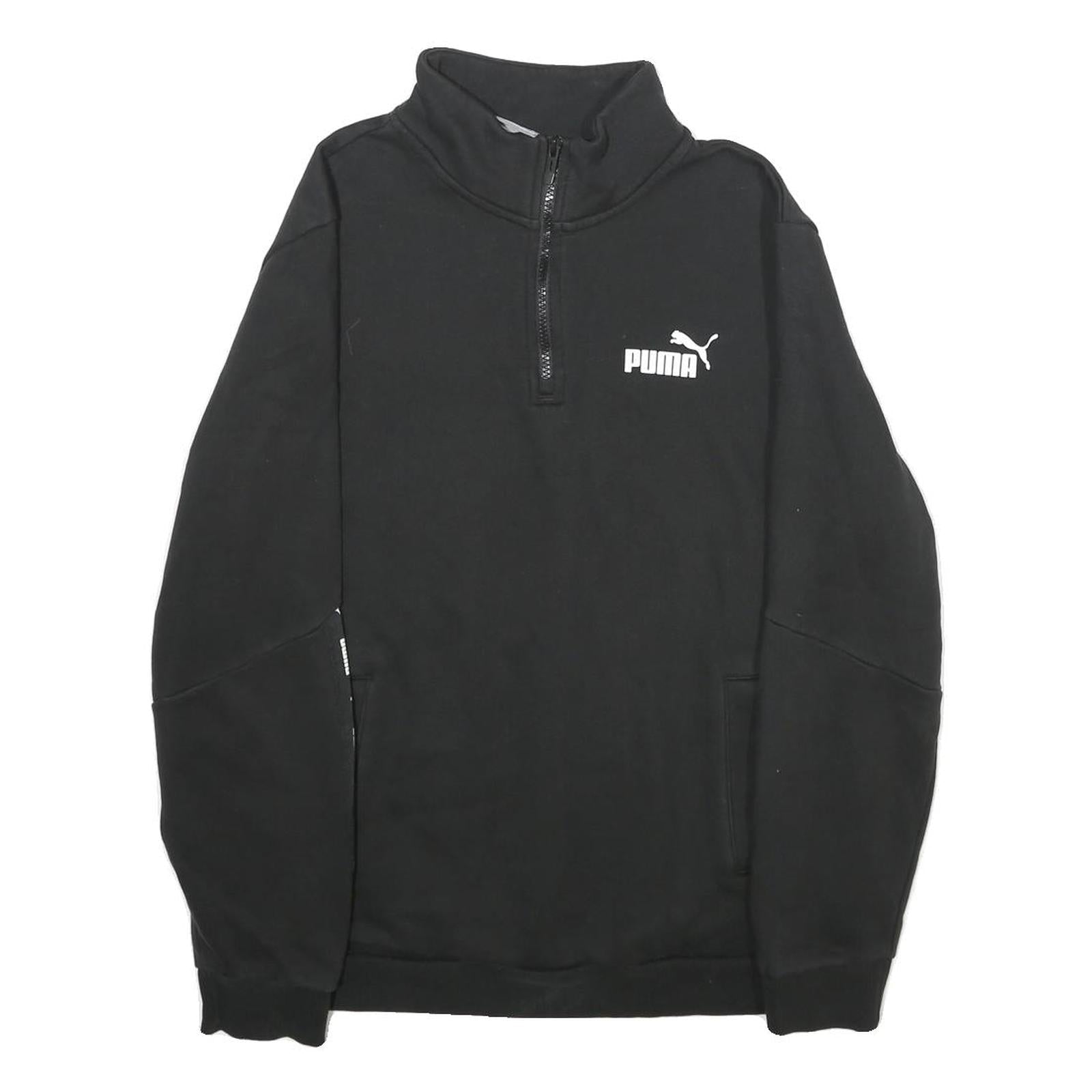 Buy PUMA Mens Black Half Zip M Logo Tape Sweatshirt Cotton Blend Pullover Refurbished - $35.09 PUMA Mens Black Half Zip M Logo Tape Sweatshirt Cotton Blend Pullover Refurbished - N/A refurbished available on Cerqular