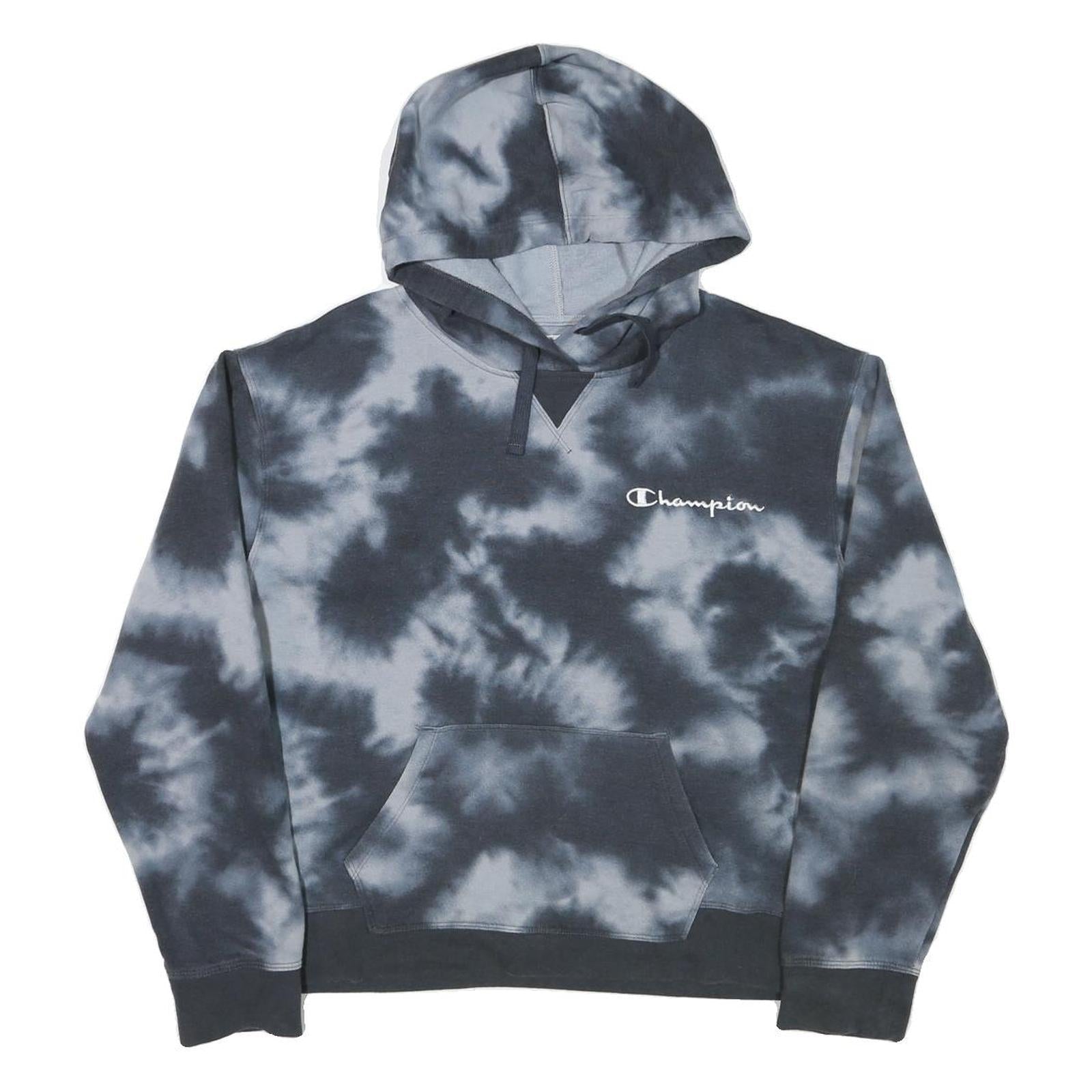 CHAMPION Womens Black & Grey Tie Dye Pullover Hoodie XL Refurbished - N/A refurbished available on Cerqular