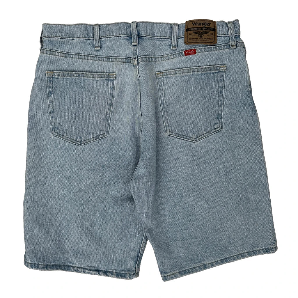 Wrangler Denim Shorts - 35W 10L Light Wash Cotton Refurbished - Thrifted (note: this is a term often used to describe second- refurbished available on Cerqular