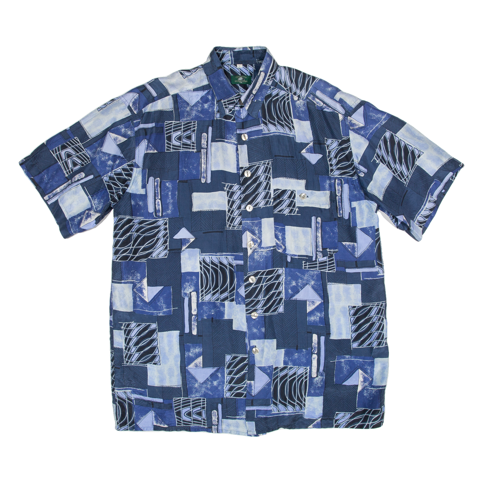 CASUAL LAND SPORTSWEAR Mens Shirt Blue Crazy Pattern L Refurbished - N/A refurbished available on Cerqular