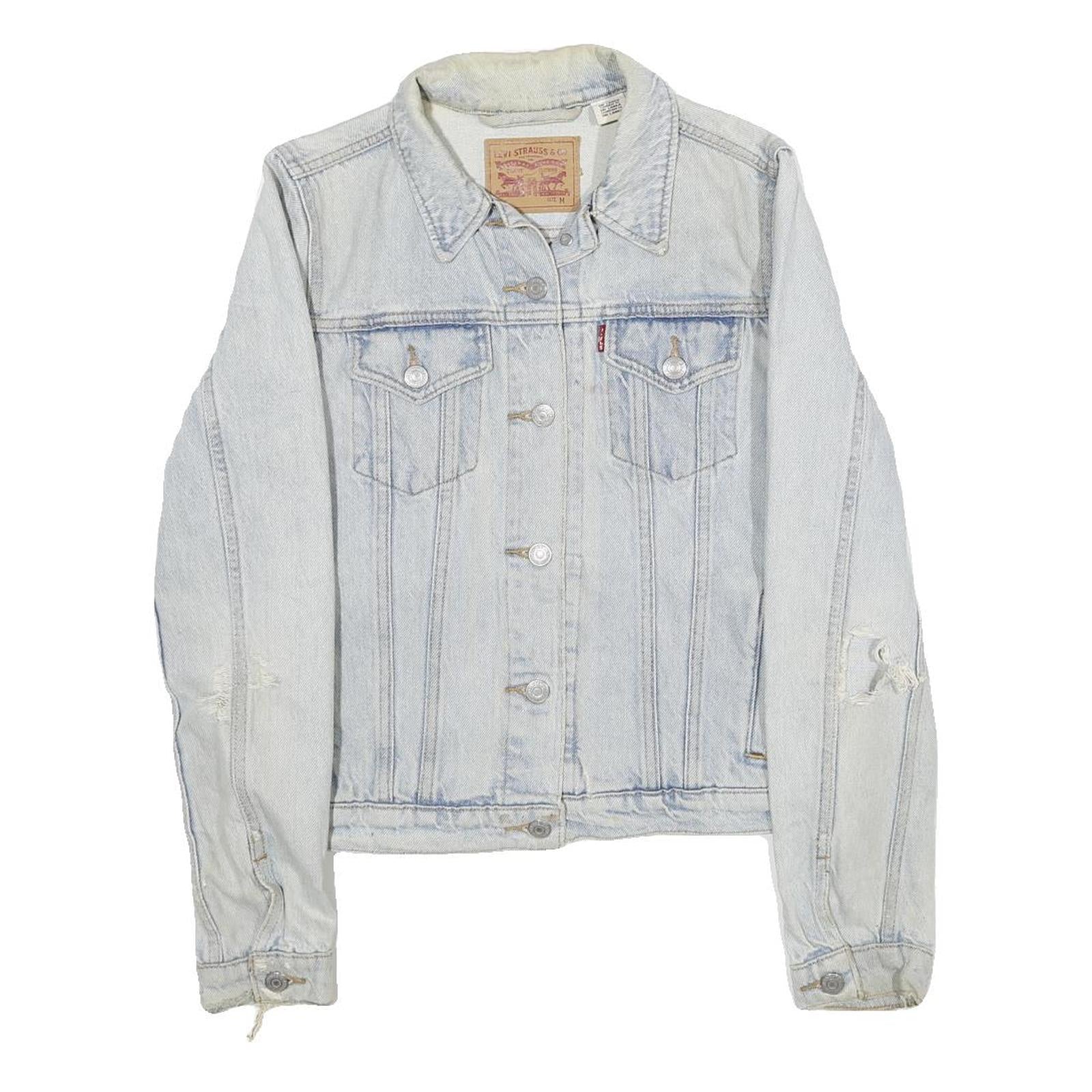 LEVI'S Womens Blue Cotton Denim Jacket M Button Plain Classic Distressed Refurbished - N/A refurbished available on Cerqular