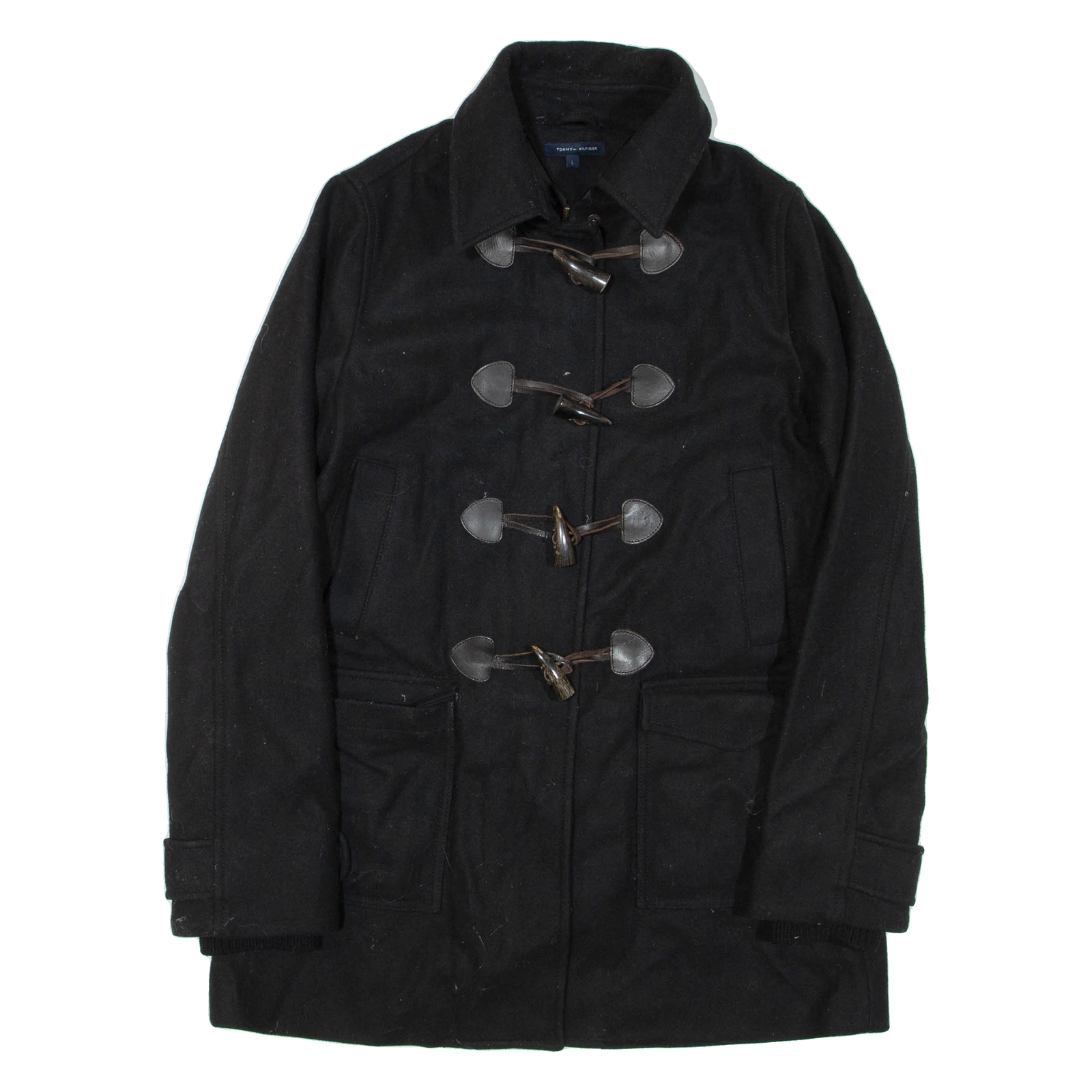TOMMY HILFIGER Womens Duffle Coat Black Wool L Refurbished - N/A refurbished available on Cerqular