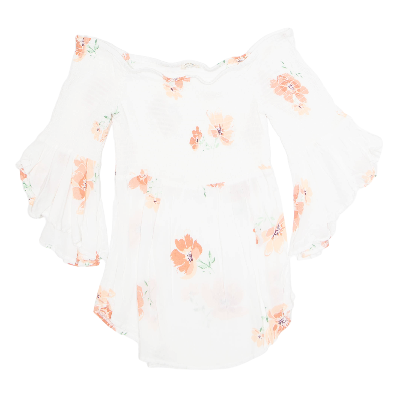 RIVER ISLAND Womens Printed Top White High Neck Long Sleeve Floral M Refurbished - N/A refurbished available on Cerqular