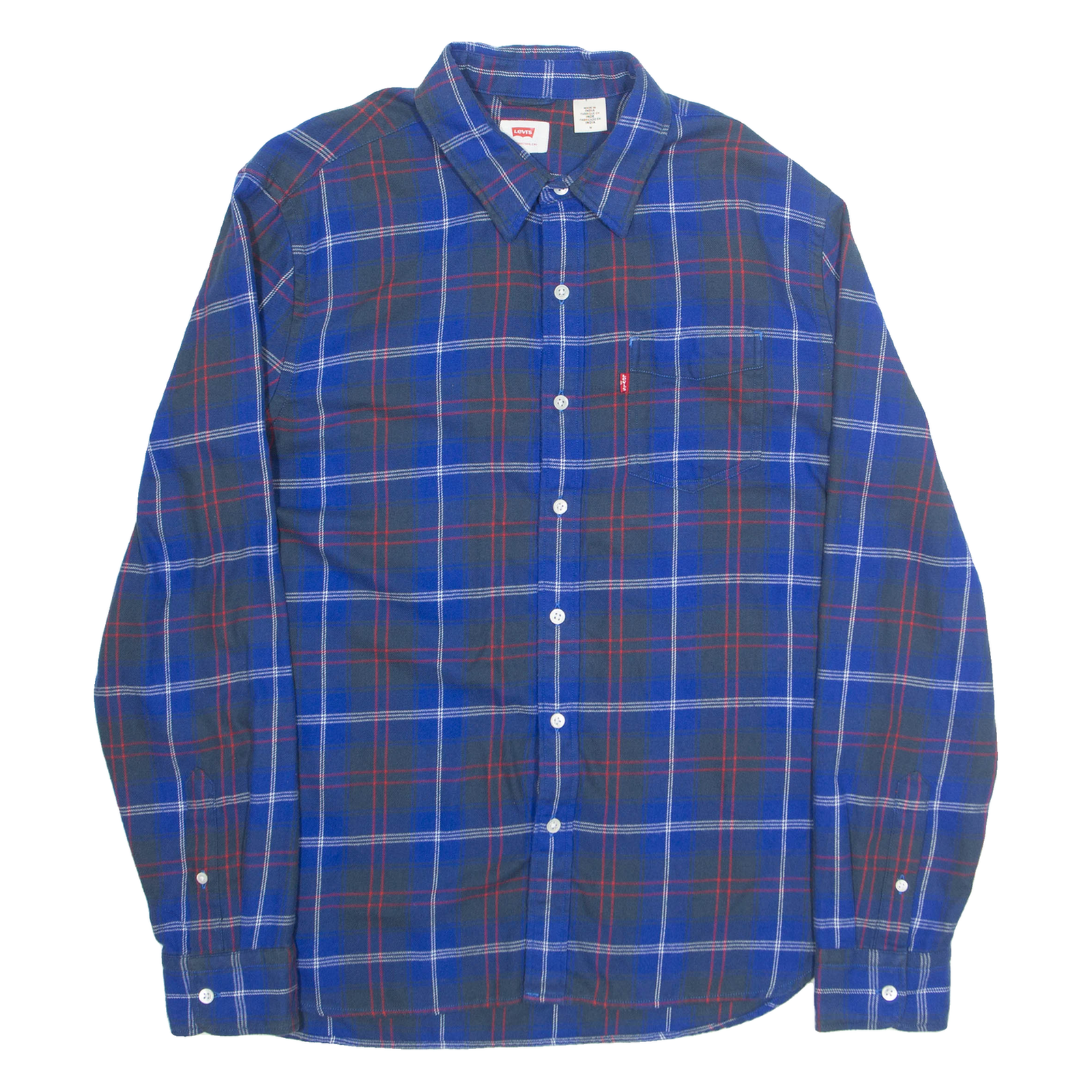 LEVI'S Mens Shirt Blue Check Long Sleeve M Refurbished - N/A refurbished available on Cerqular