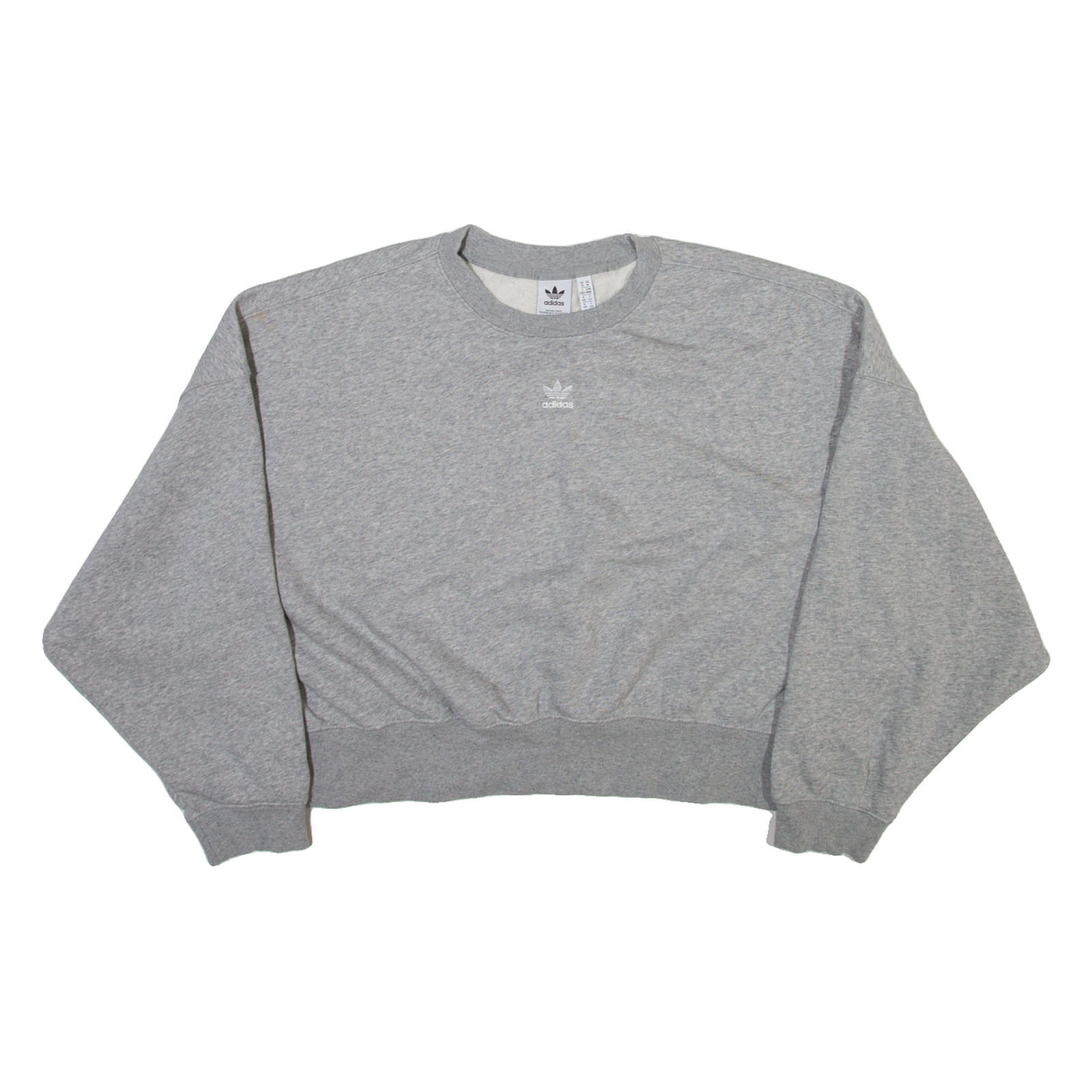 ADIDAS ORIGINALS Cropped Womens Sweatshirt Grey UK 14 Refurbished - N/A refurbished available on Cerqular