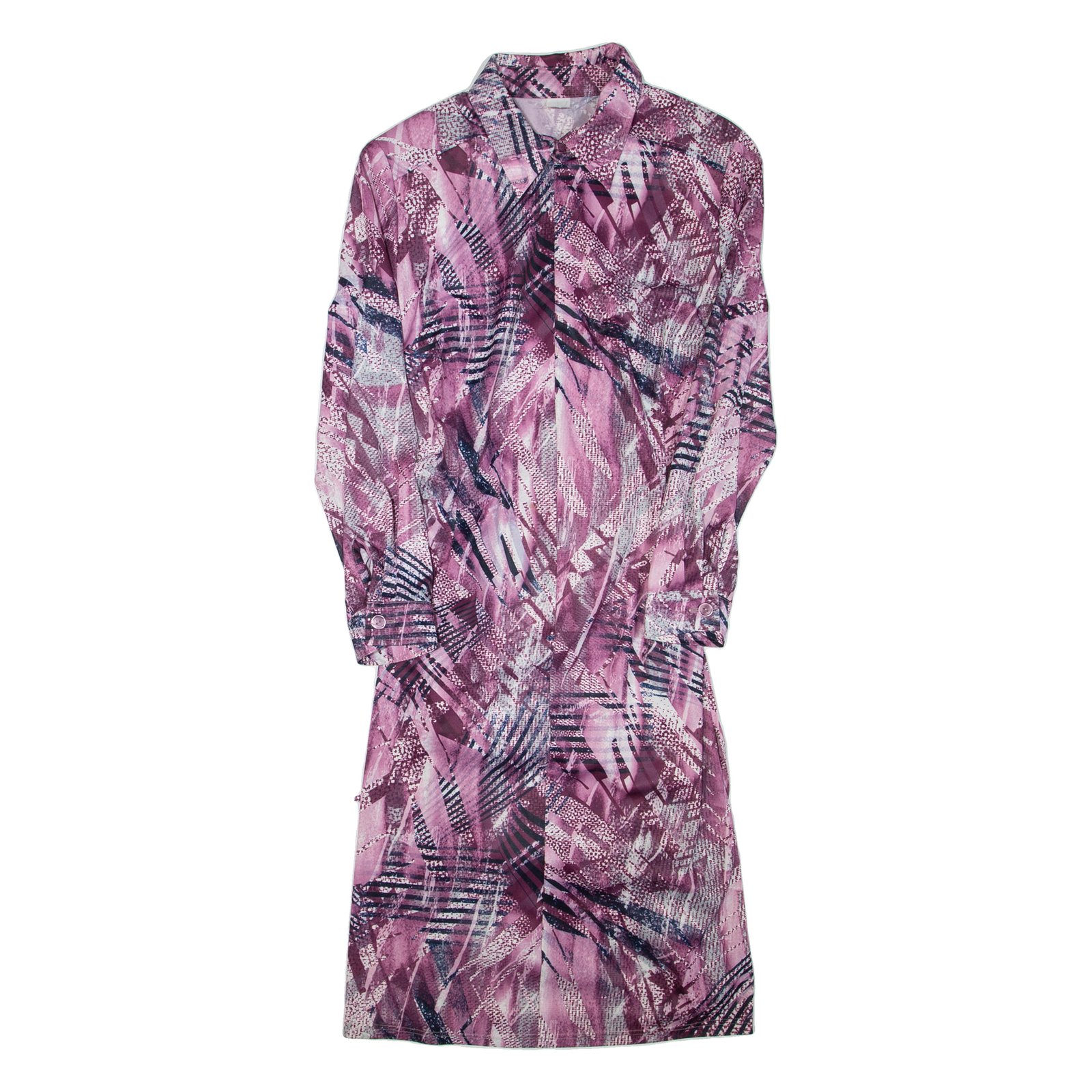 Womens Shirt Dress Pink Crazy Pattern Long Sleeve Knee Length M Refurbished - N/A refurbished available on Cerqular