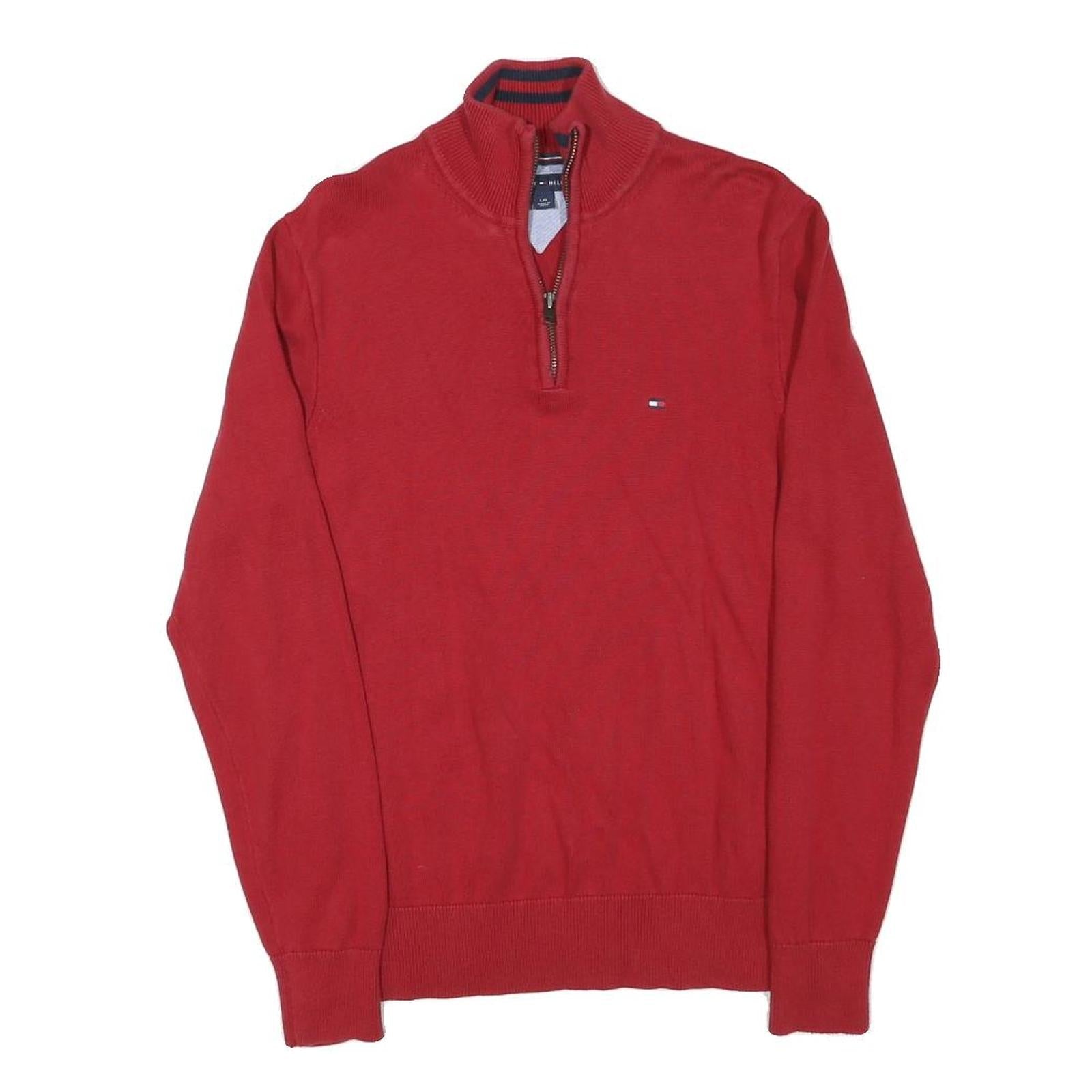 Buy TOMMY HILFIGER Mens Red Cotton Blend Pullover Plain Half Zip Jumper L Casual Refurbished - $49.39 TOMMY HILFIGER Mens Red Cotton Blend Pullover Plain Half Zip Jumper L Casual Refurbished - N/A refurbished available on Cerqular