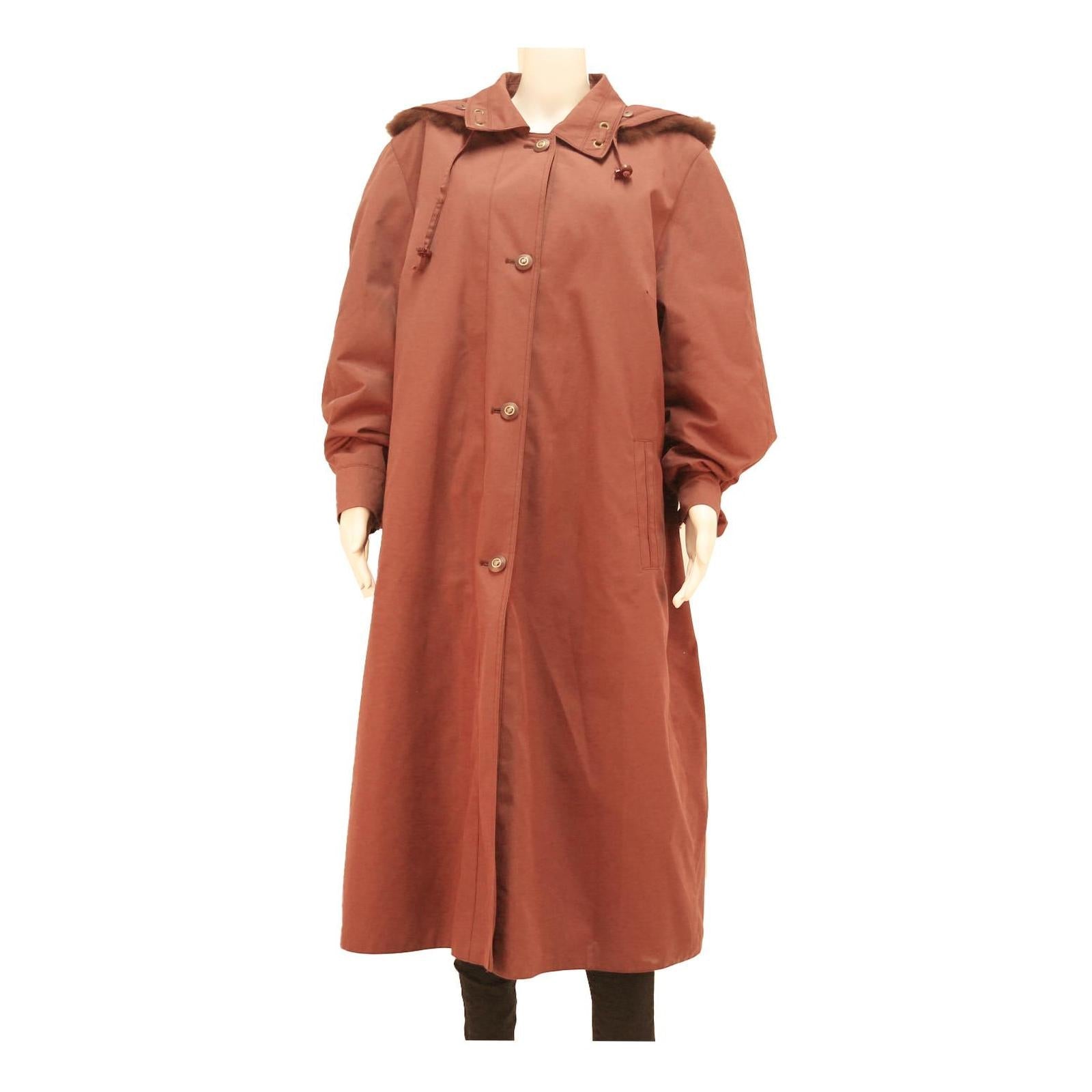 Womens Rust Button Cotton Blend Long Sleeve Coat XL Plain Hooded Casual Jacket Refurbished - N/A refurbished available on Cerqular