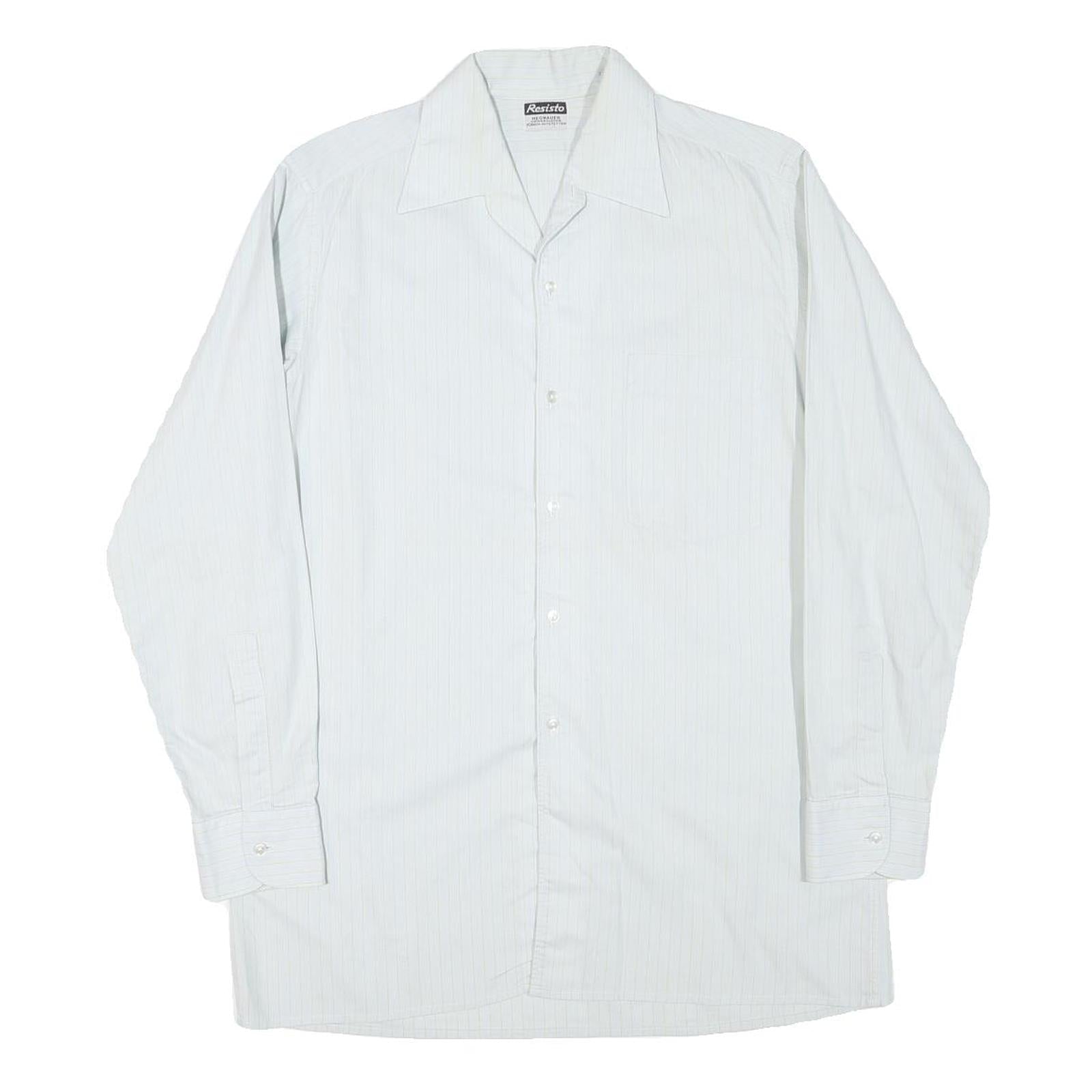 RESISTO Mens White Plain Shirt S Classic Cotton Blend Long Sleeve Button Collar Refurbished - N/A refurbished available on Cerqular