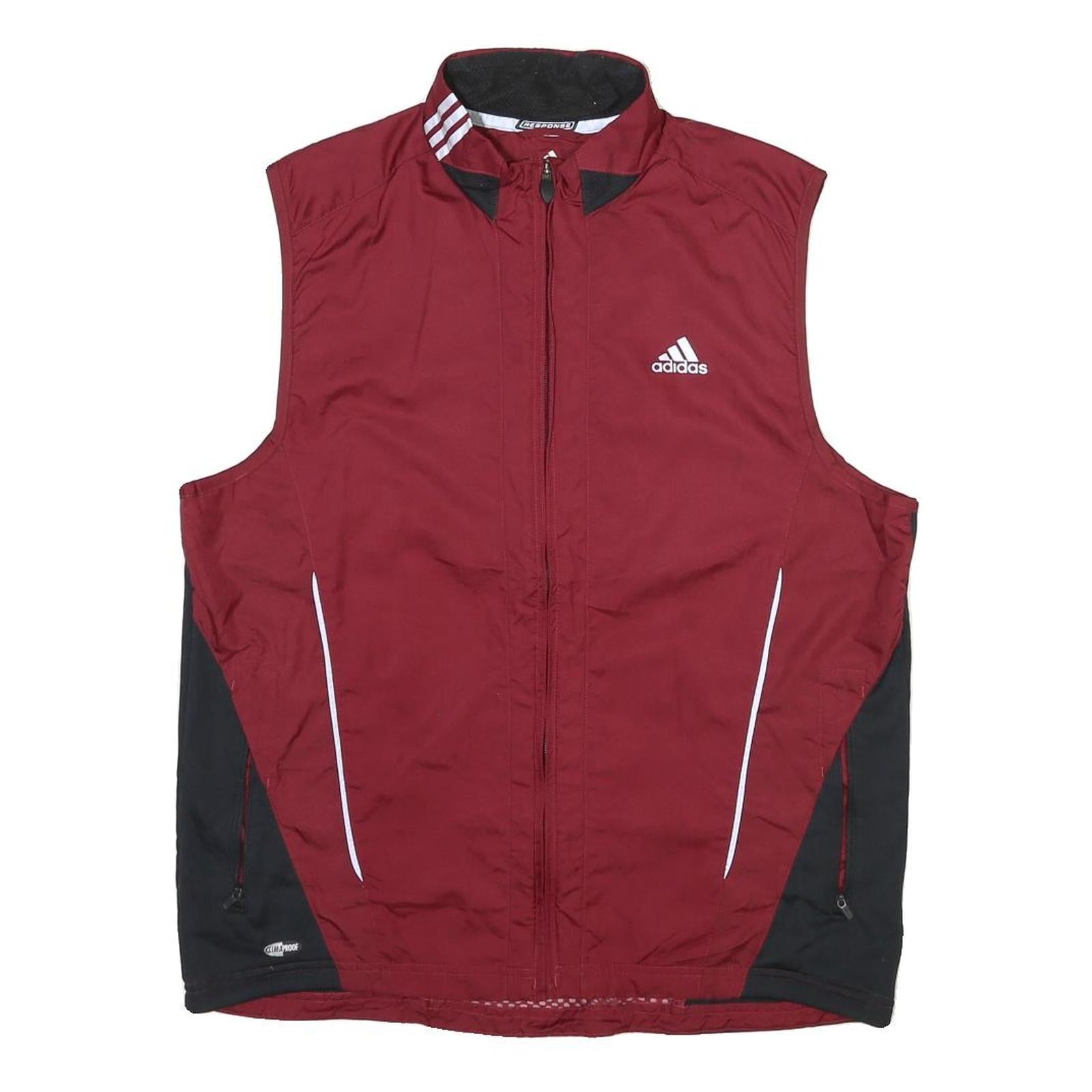 ADIDAS Mens Maroon & Black Sports Vest Jacket M Polyester Blend Zip Athletic Refurbished - N/A refurbished available on Cerqular