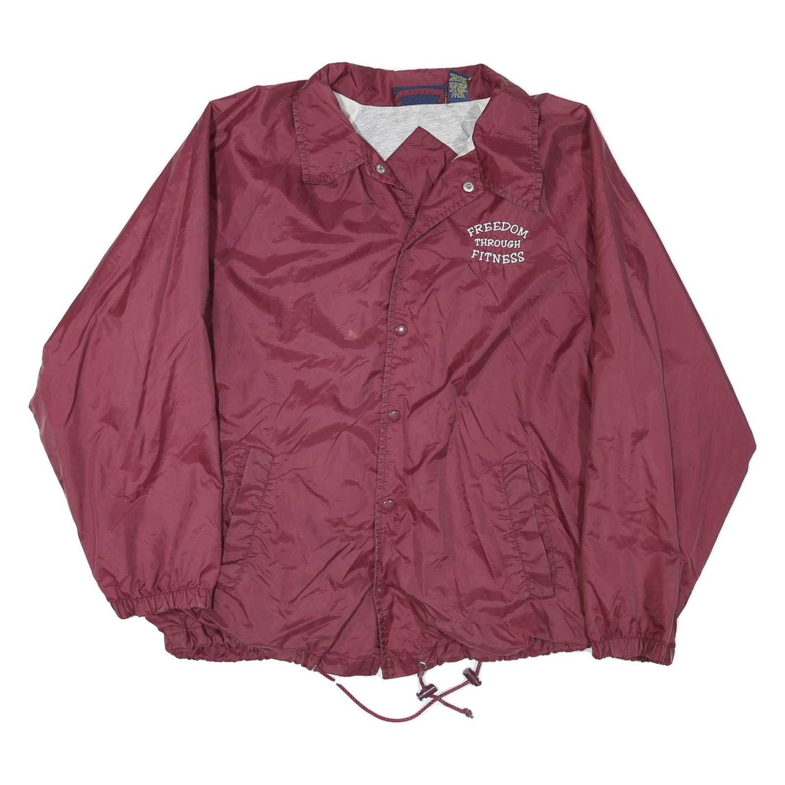 Mens Maroon Coach Nylon Jacket M Plain Lightweight Button Closure Long Sleeve Refurbished - N/A refurbished available on Cerqular
