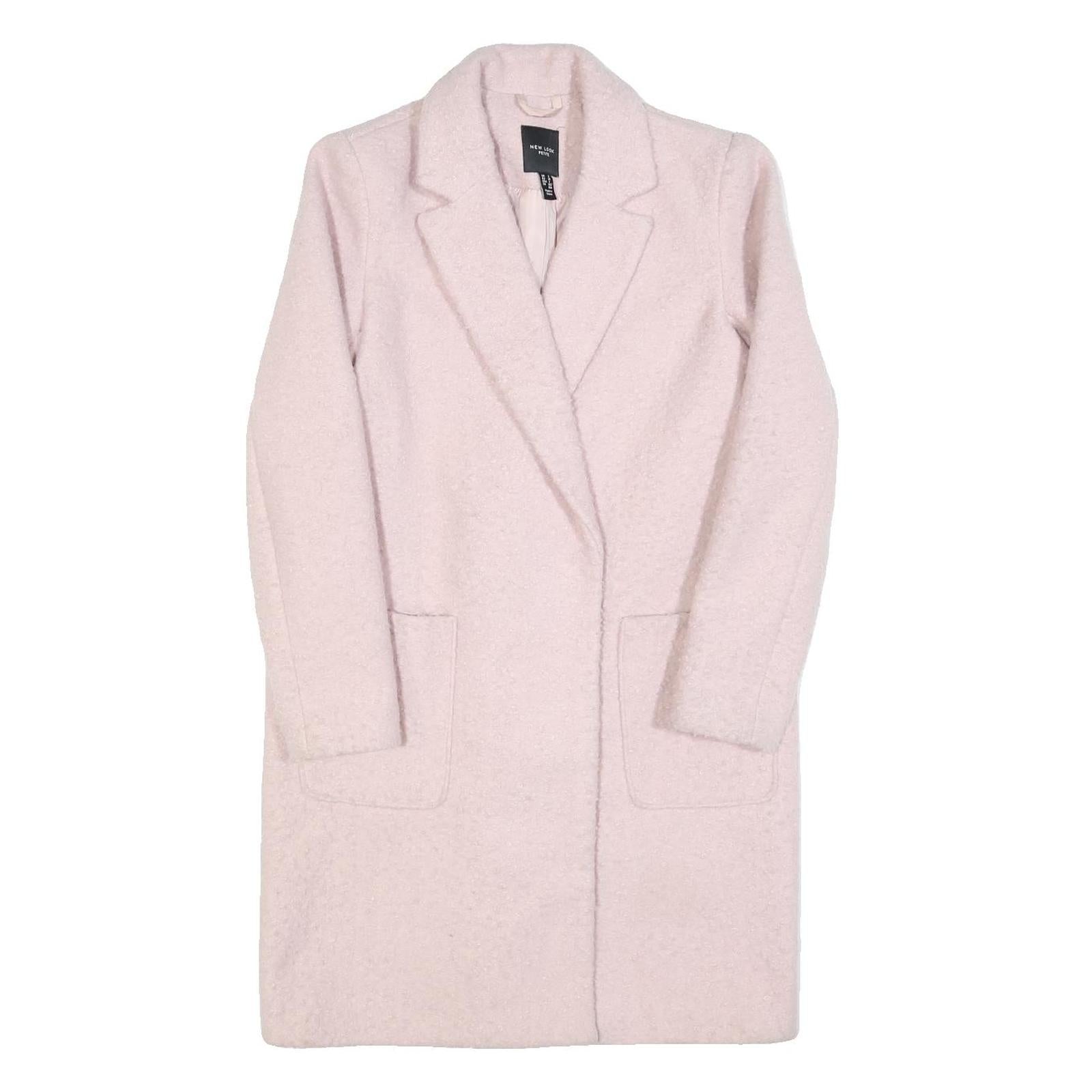 NEW LOOK Womens Cream Wool Feel Classic Jacket UK 6 Polyester Long Sleeve Button Refurbished - N/A refurbished available on Cerqular