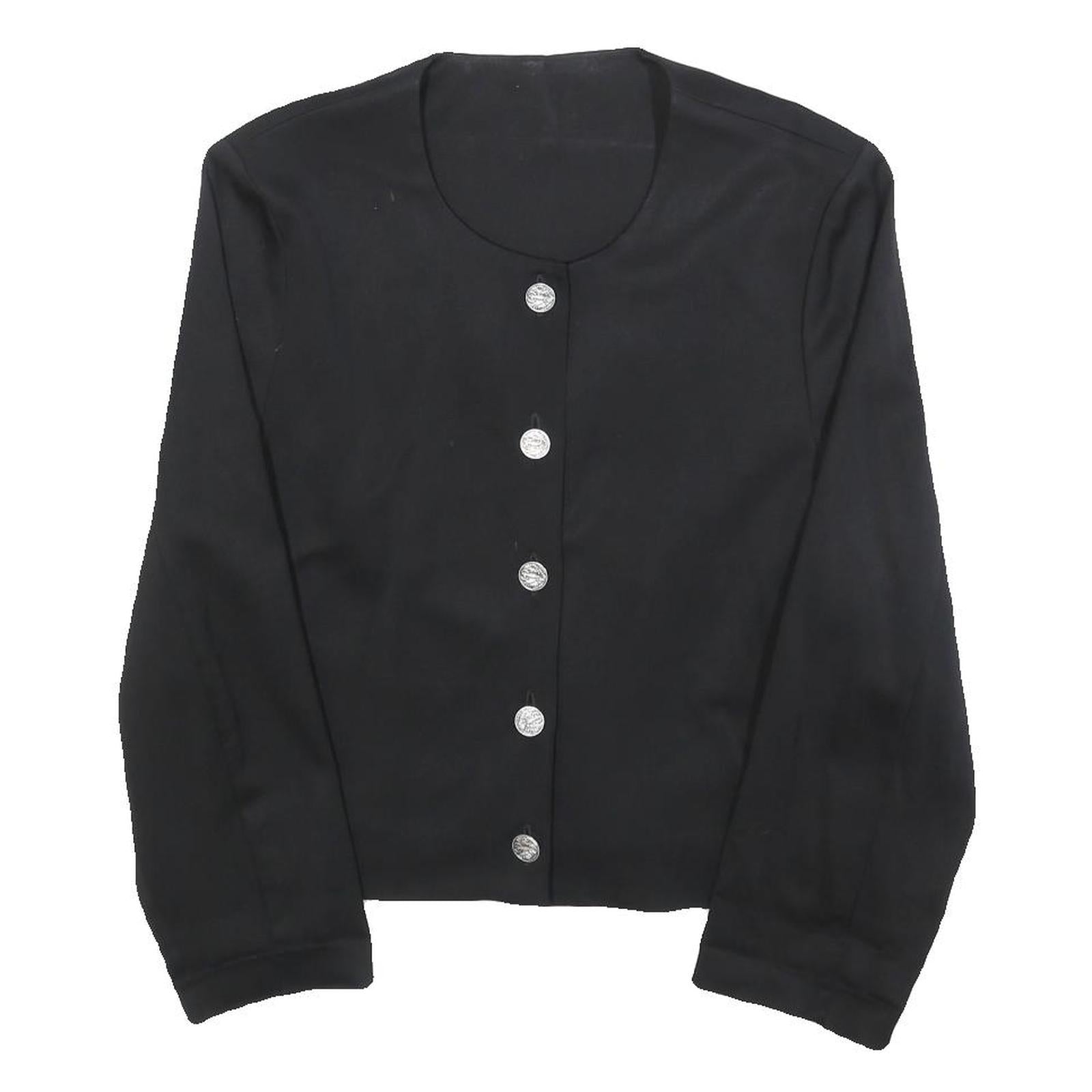 EXTRAVERT Womens Black Button Wool Blend Jacket M Plain Classic Fit Button Refurbished - N/A refurbished available on Cerqular