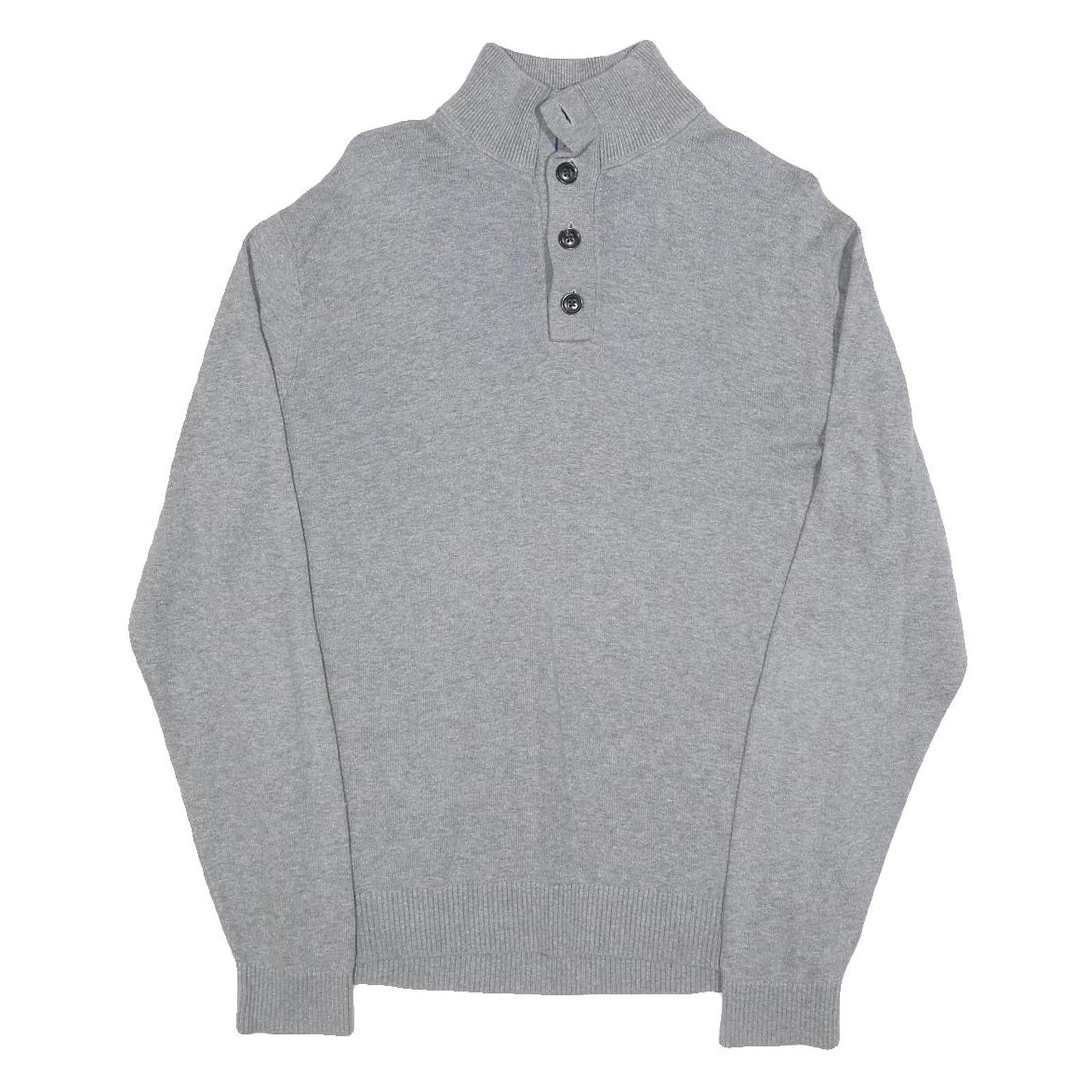 TOMMY HILFIGER Mens Grey Patterned Jumper Button Neck Basic Knit L Cotton Blend Refurbished - N/A refurbished available on Cerqular