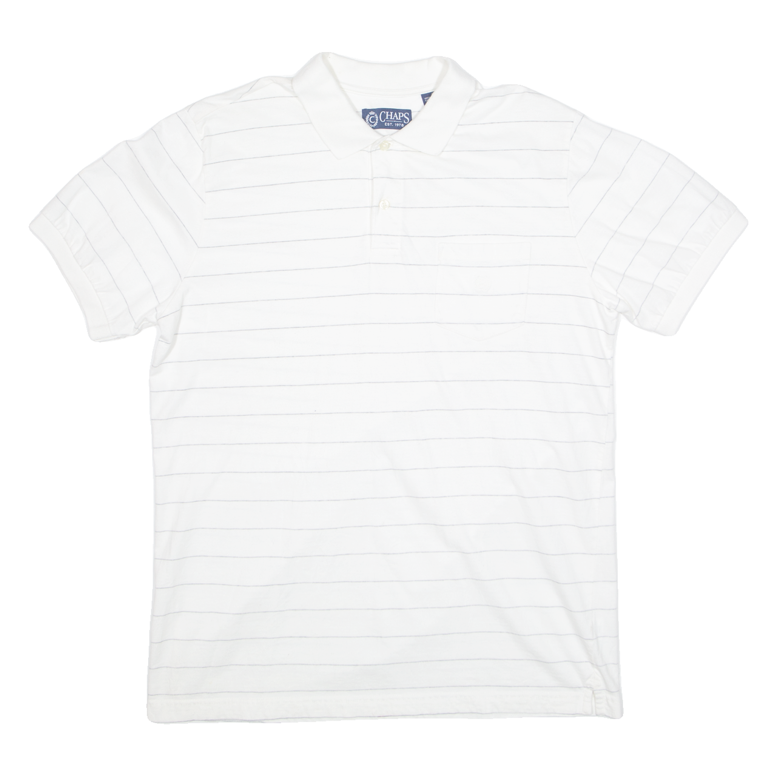 CHAPS Mens Polo Shirt White Striped L Refurbished - N/A refurbished available on Cerqular