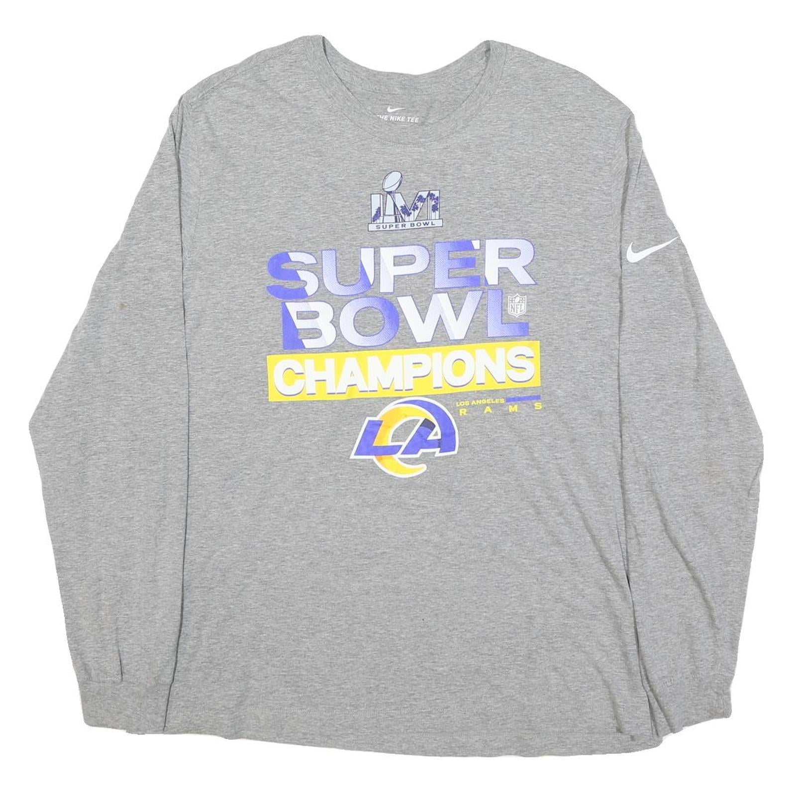Buy NIKE Mens Grey Super Bowl Champions Long Sleeve Crew Neck Football T-Shirt L Refurbished - $32.49 NIKE Mens Grey Super Bowl Champions Long Sleeve Crew Neck Football T-Shirt L Refurbished - N/A refurbished available on Cerqular