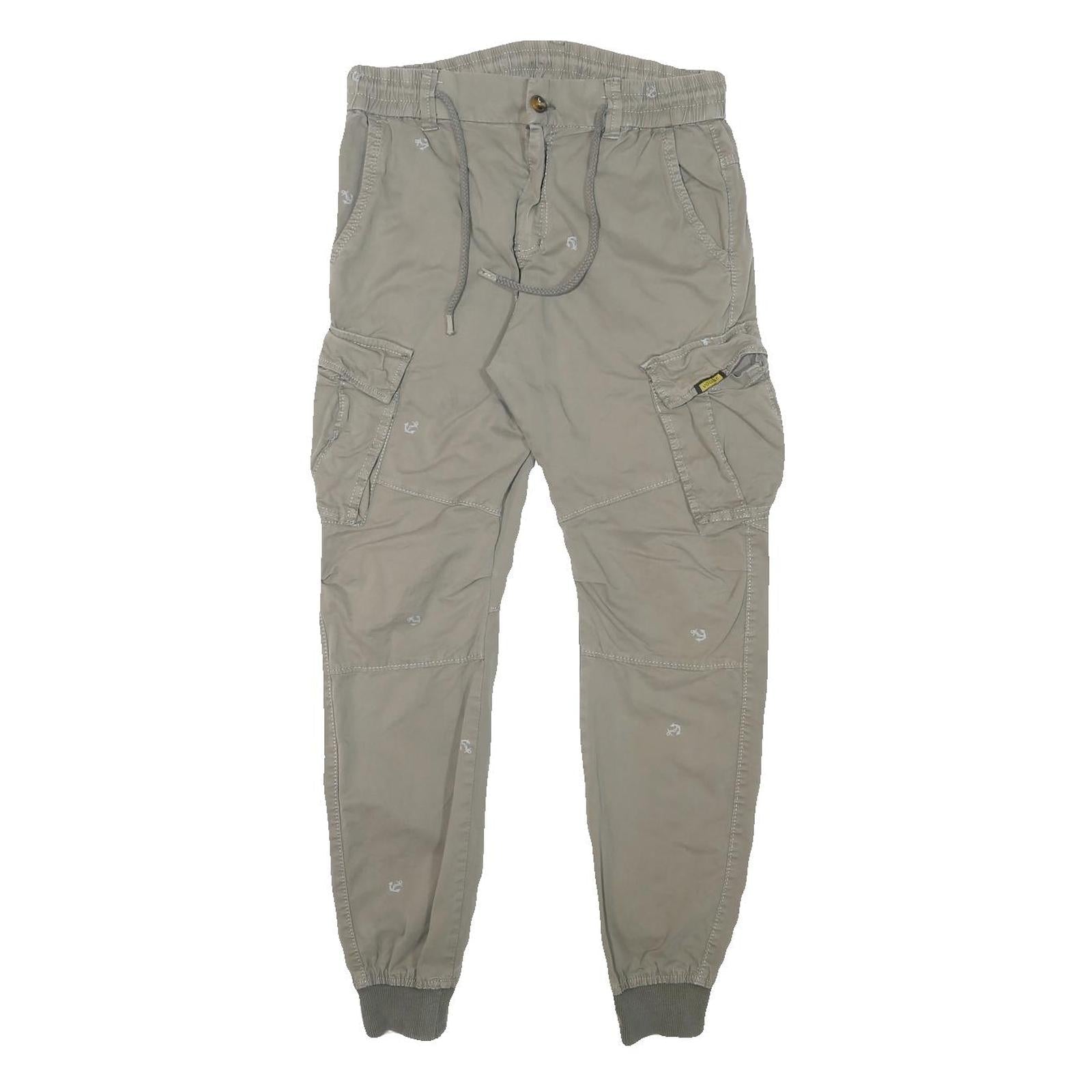 LIONEL Mens Cotton Blend Beige Relaxed Cargo Jogger Trousers W29 L27 Casual Refurbished - N/A refurbished available on Cerqular