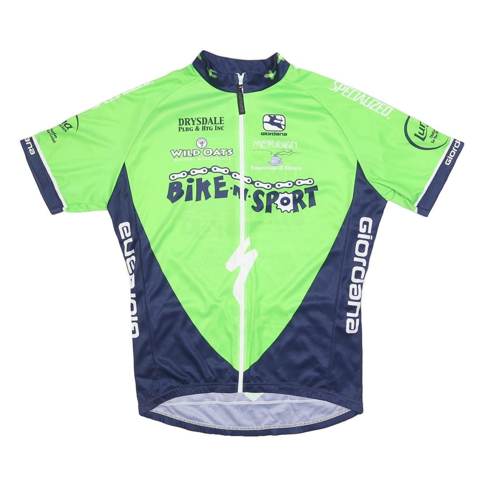 GIORDANA Mens Green & Navy Graphic Cycling Jersey L Short Sleeve Zip Up Refurbished - N/A refurbished available on Cerqular