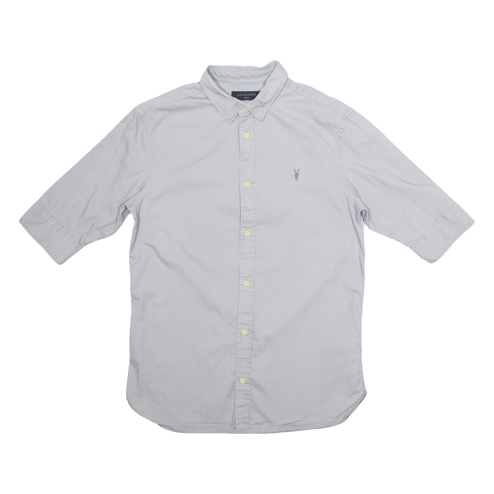 ALL SAINTS Mens Plain Shirt Grey 3/4 Sleeve S Refurbished - N/A refurbished available on Cerqular