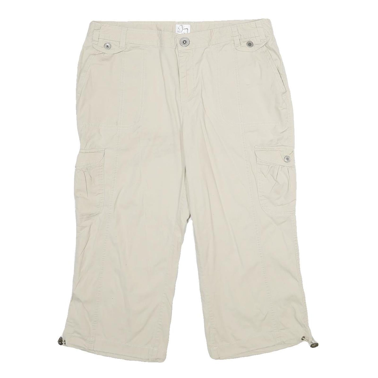 Womens Beige Cargo Shorts UK 16 W34 Cotton Blend Casual Utility Summer Refurbished - N/A refurbished available on Cerqular