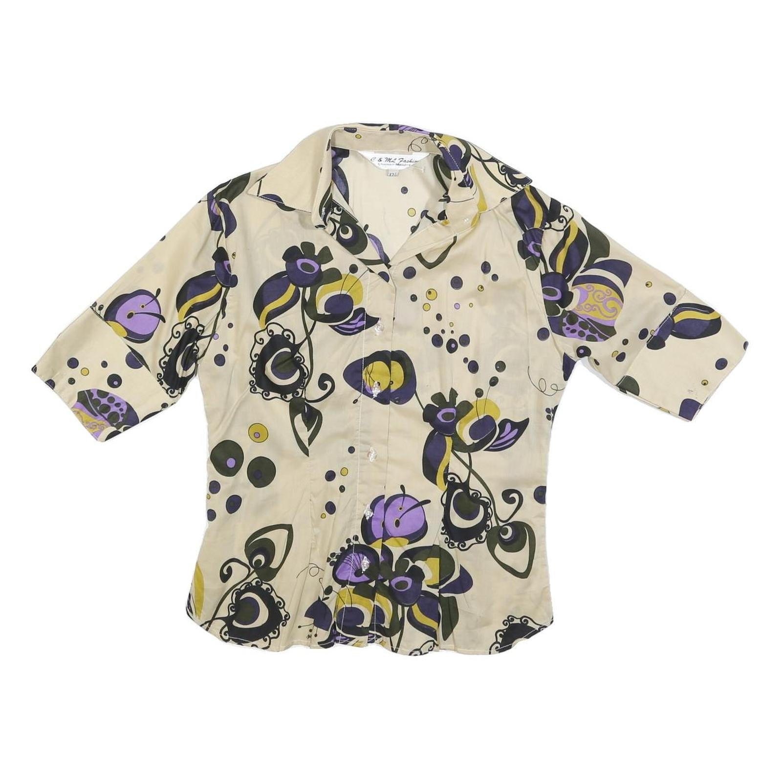Buy C &ML FASHION Womens Beige & Purple Pattern Shirt M Button Sleeve Cotton Blend Refurbished - $19.49 C &ML FASHION Womens Beige & Purple Pattern Shirt M Button Sleeve Cotton Blend Refurbished - N/A refurbished available on Cerqular