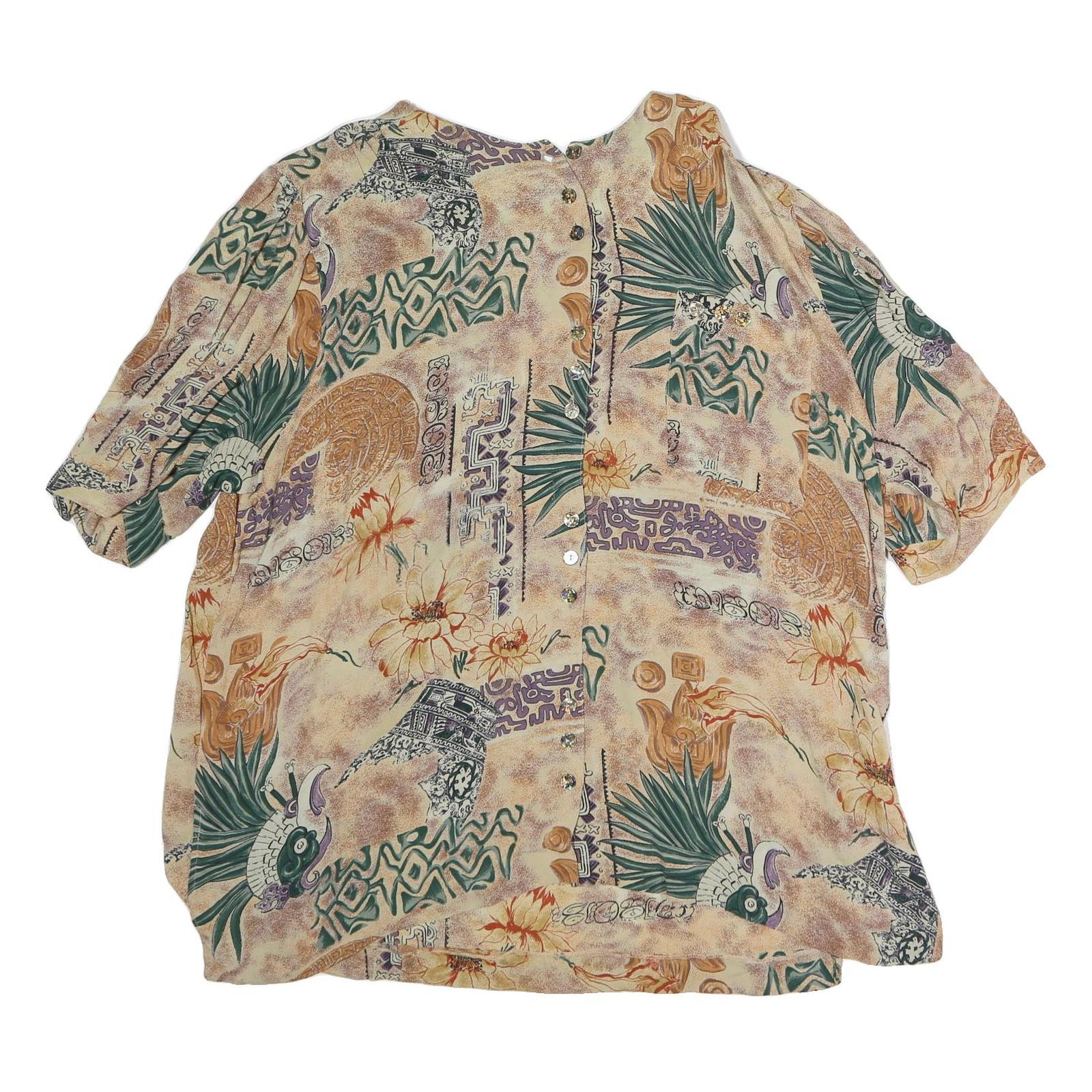 ACKERMANN Womens Beige Printed Shirt 3/4 Sleeve Round Neck L Lightweight Refurbished - N/A refurbished available on Cerqular