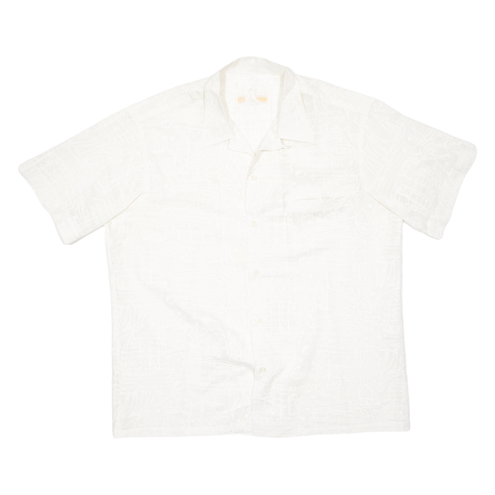 KEY WEST FASHION Mens Hawaiian Shirt White Crazy Pattern XL Refurbished - N/A refurbished available on Cerqular
