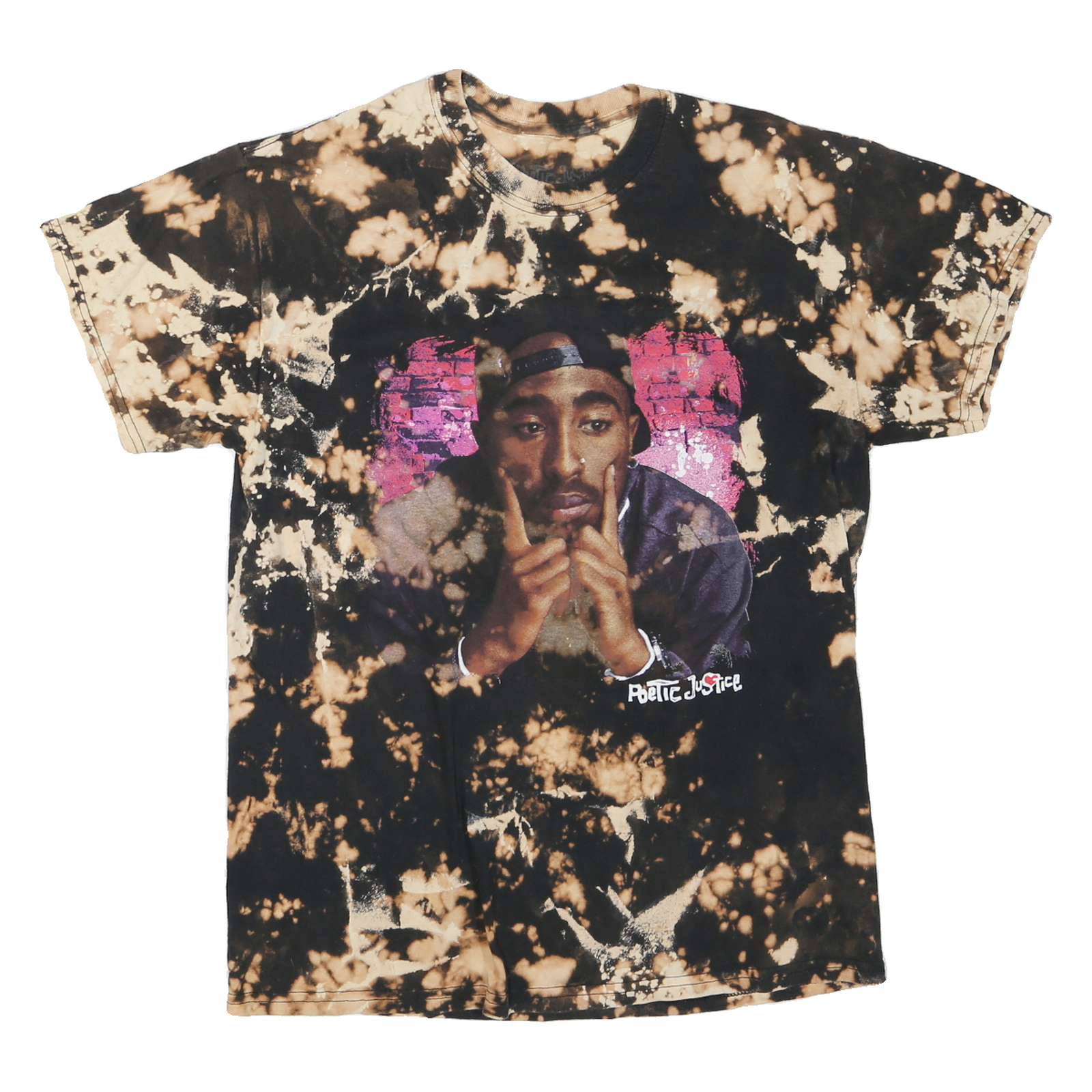 Womens Black & Beige Tie Dye Graphic T-Shirt M Short Sleeve Crew Neck Poetic Refurbished - N/A refurbished available on Cerqular