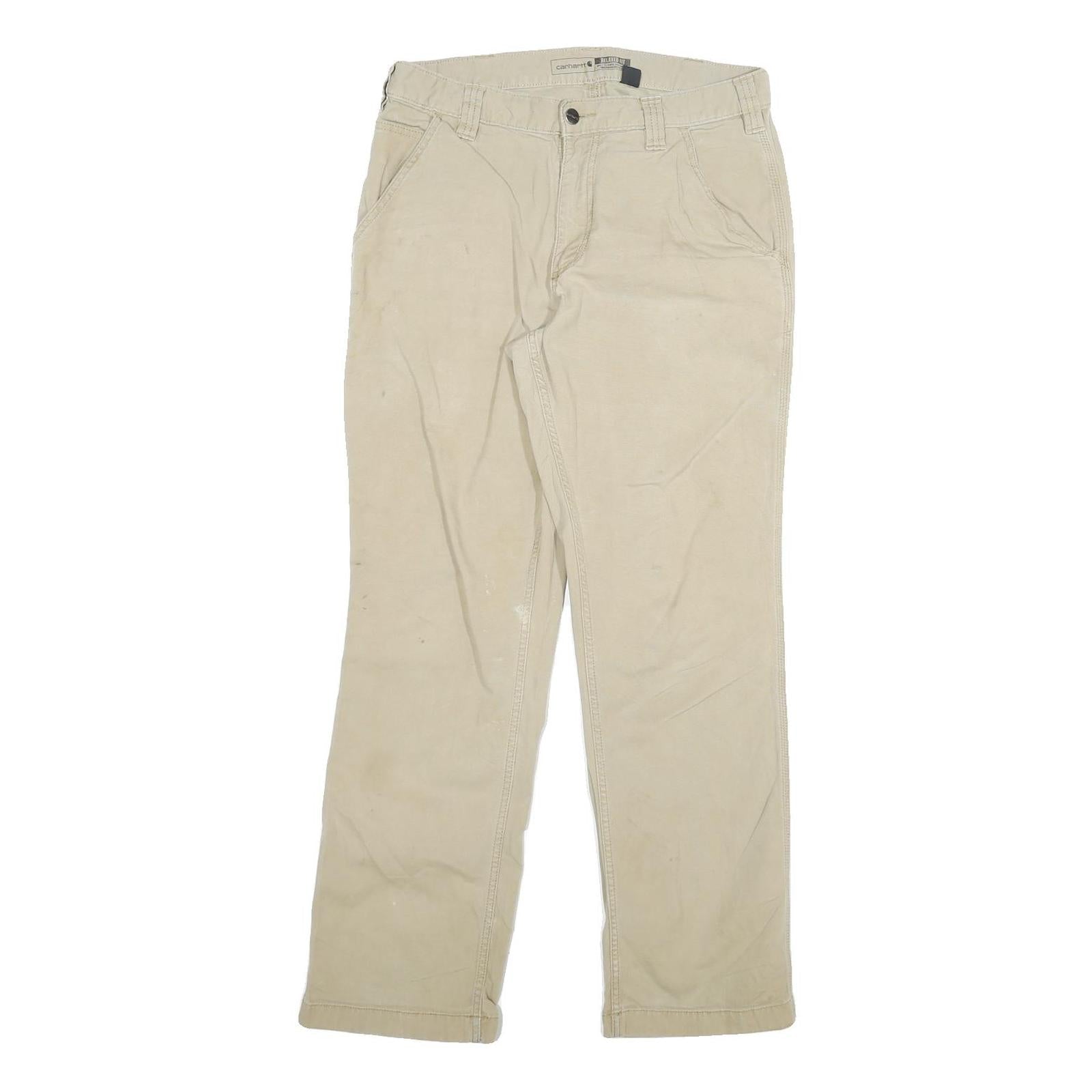 CARHARTT Mens Jeans Beige Relaxed Straight Denim W32 L29 Workwear Durable Zip Refurbished - N/A refurbished available on Cerqular