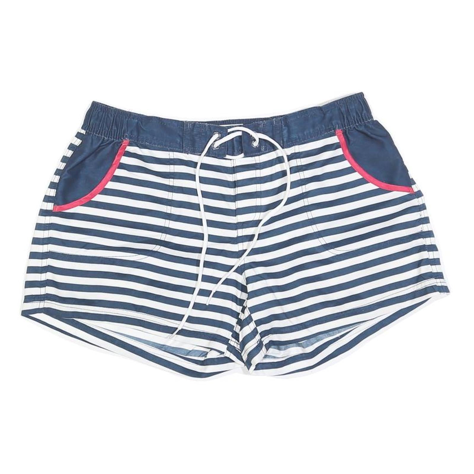 FAT FACE Womens Shorts Blue & White Striped Casual UK 14 W30 Drawstring Pocket Refurbished - N/A refurbished available on Cerqular