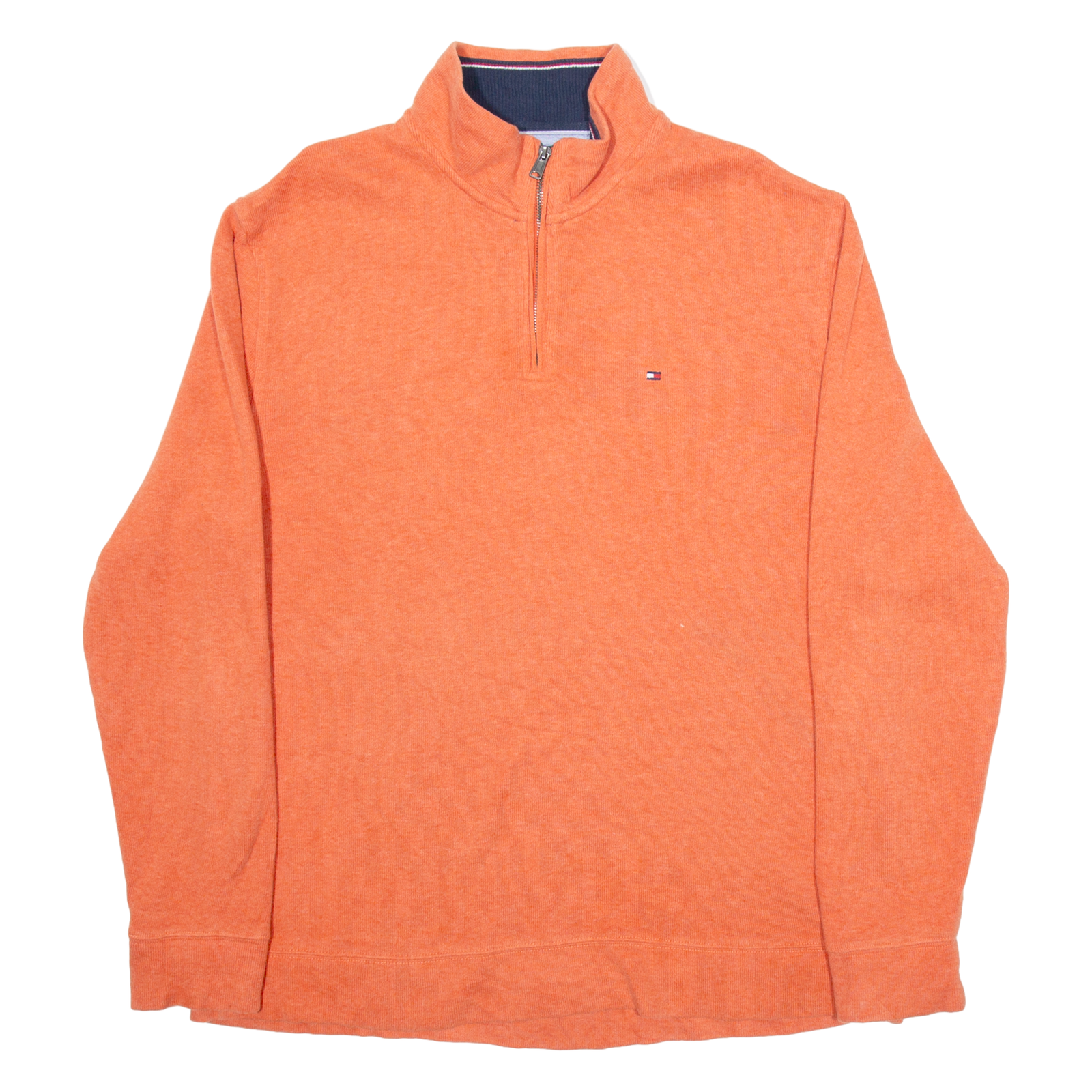 TOMMY HILFIGER Mens Jumper Orange 1/4 Zip Tight Knit XL Refurbished - N/A refurbished available on Cerqular