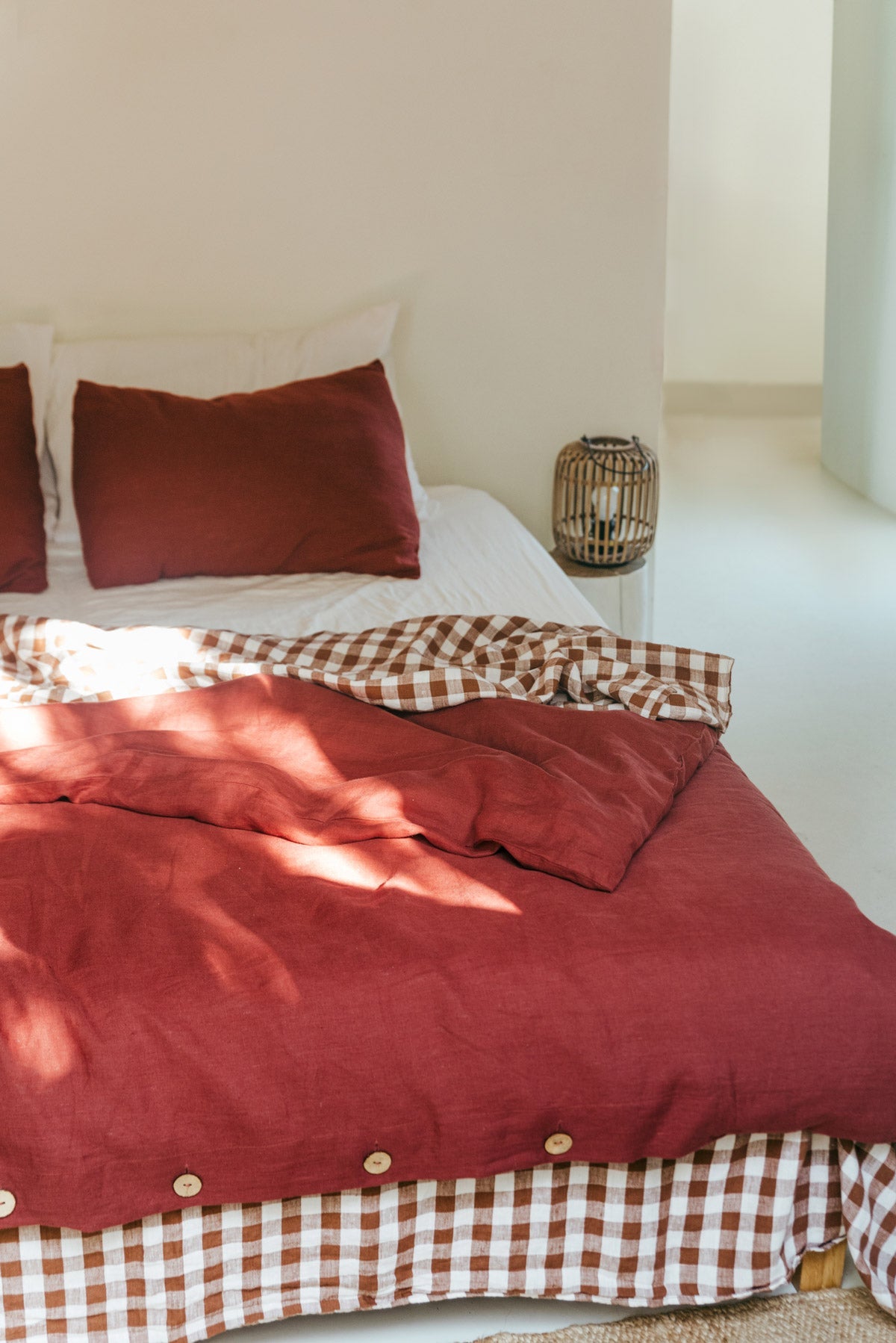 Linen duvet cover in Terracotta | Size: Single Refurbished - Amour Linen refurbished available on Cerqular