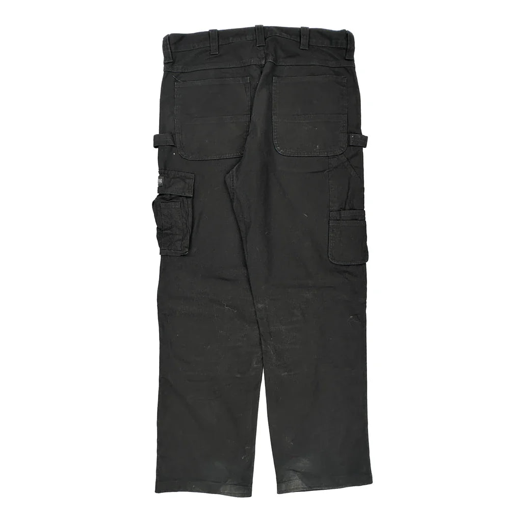 Unbranded Double Knee Cargo Trousers - 36W 32L Black Cotton Refurbished - Thrifted (note: this is a term often used to describe second- refurbished available on Cerqular