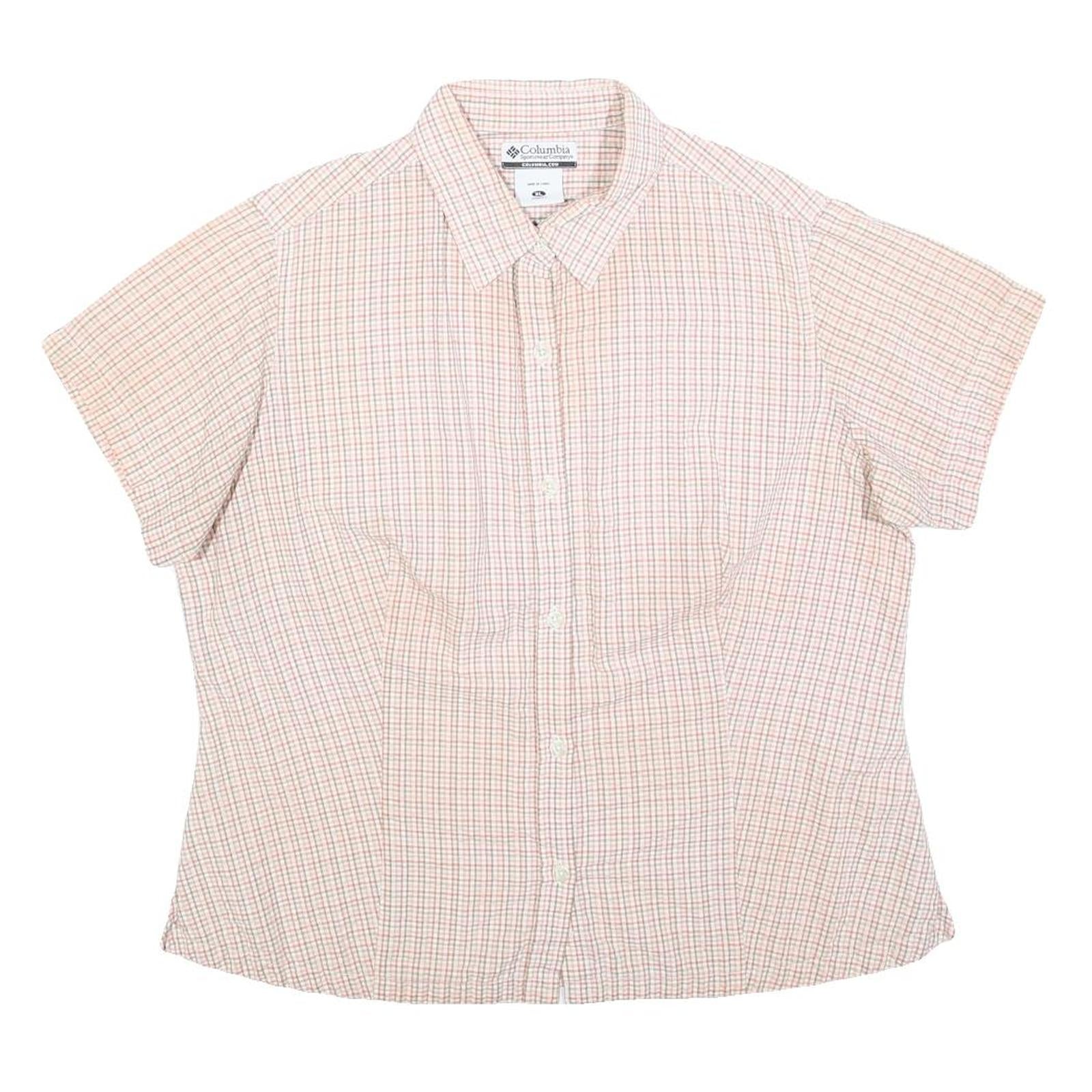 COLUMBIA Womens Cream & Pink Check Shirt XL Outdoor Casual Cotton Blend Refurbished - N/A refurbished available on Cerqular