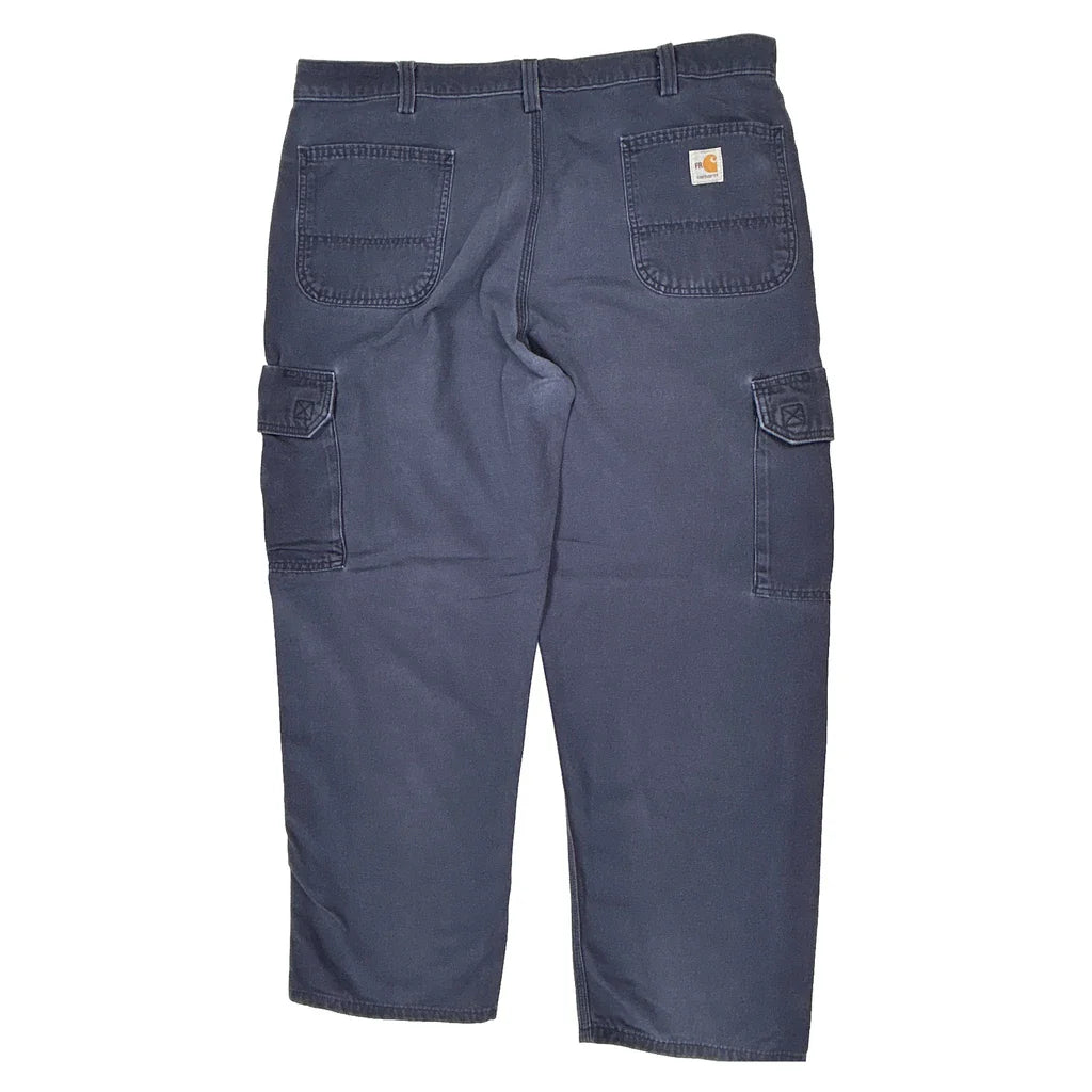 Carhartt Cargo Trousers - 40W 30L Navy Cotton Refurbished - Thrifted (note: this is a term often used to describe second- refurbished available on Cerqular