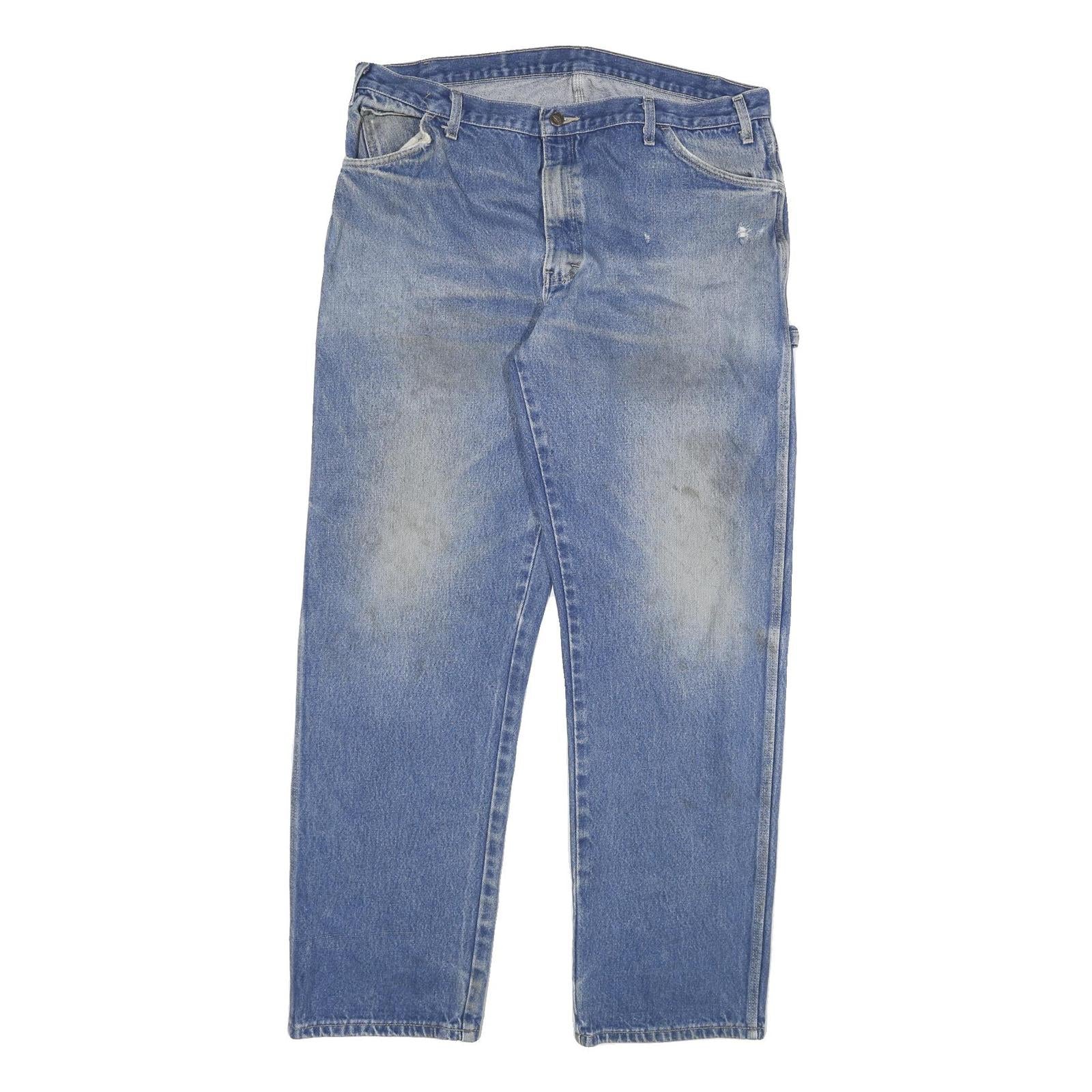 DICKIES Mens Jeans Blue Regular Straight Denim Medium W40 L34 Workwear Zip Refurbished - N/A refurbished available on Cerqular