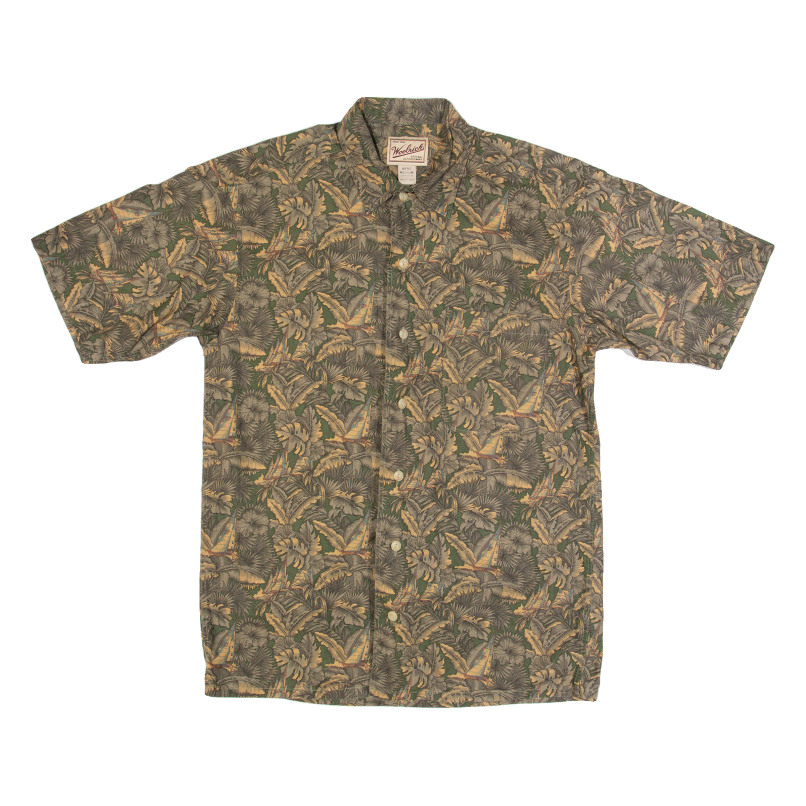 WOOLRICH Mens Hawaiian Shirt Green Floral M Refurbished - N/A refurbished available on Cerqular