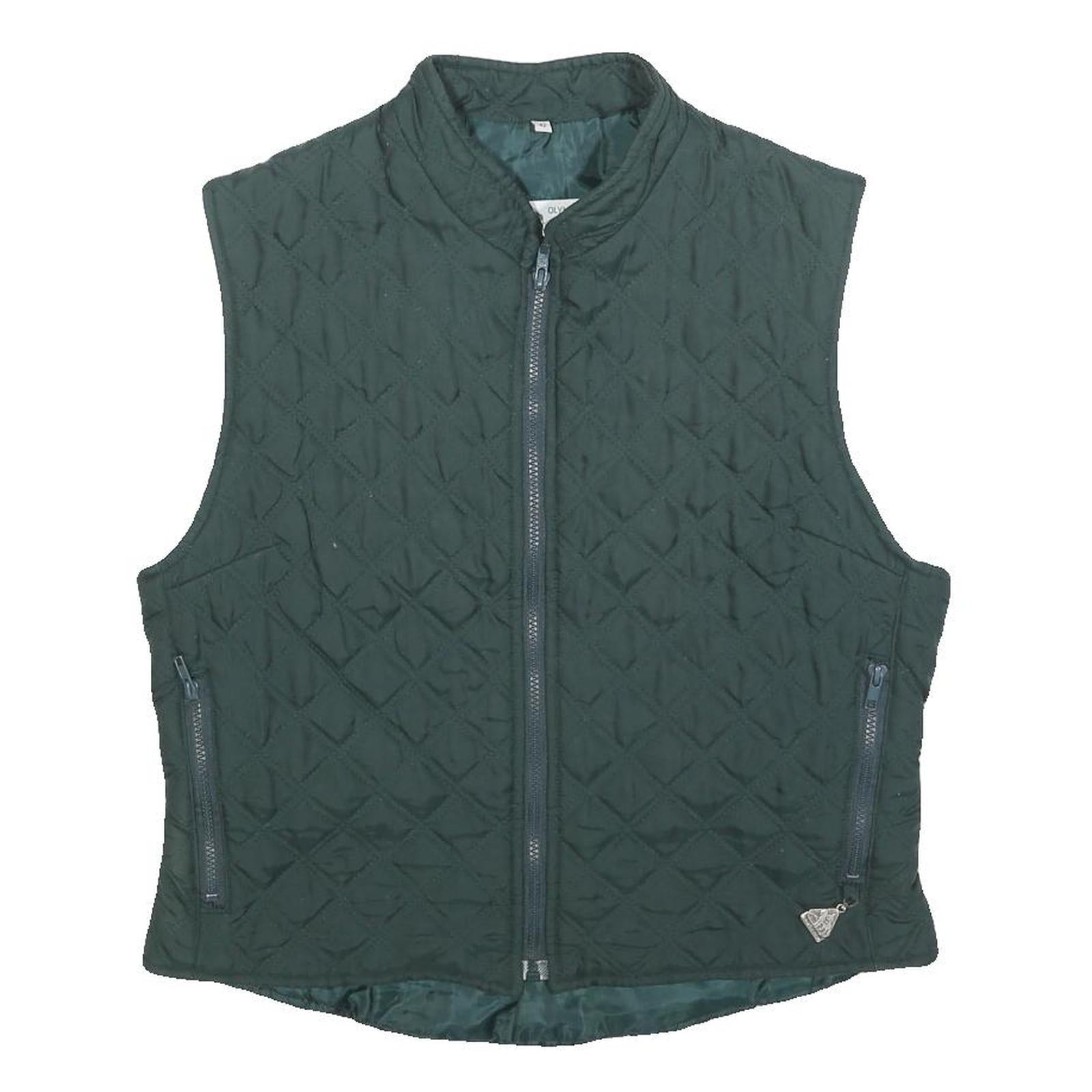 OLYMPIA Womens Green Quilted Zip Vest M Polyester Blend Stylish Outdoor Refurbished - N/A refurbished available on Cerqular