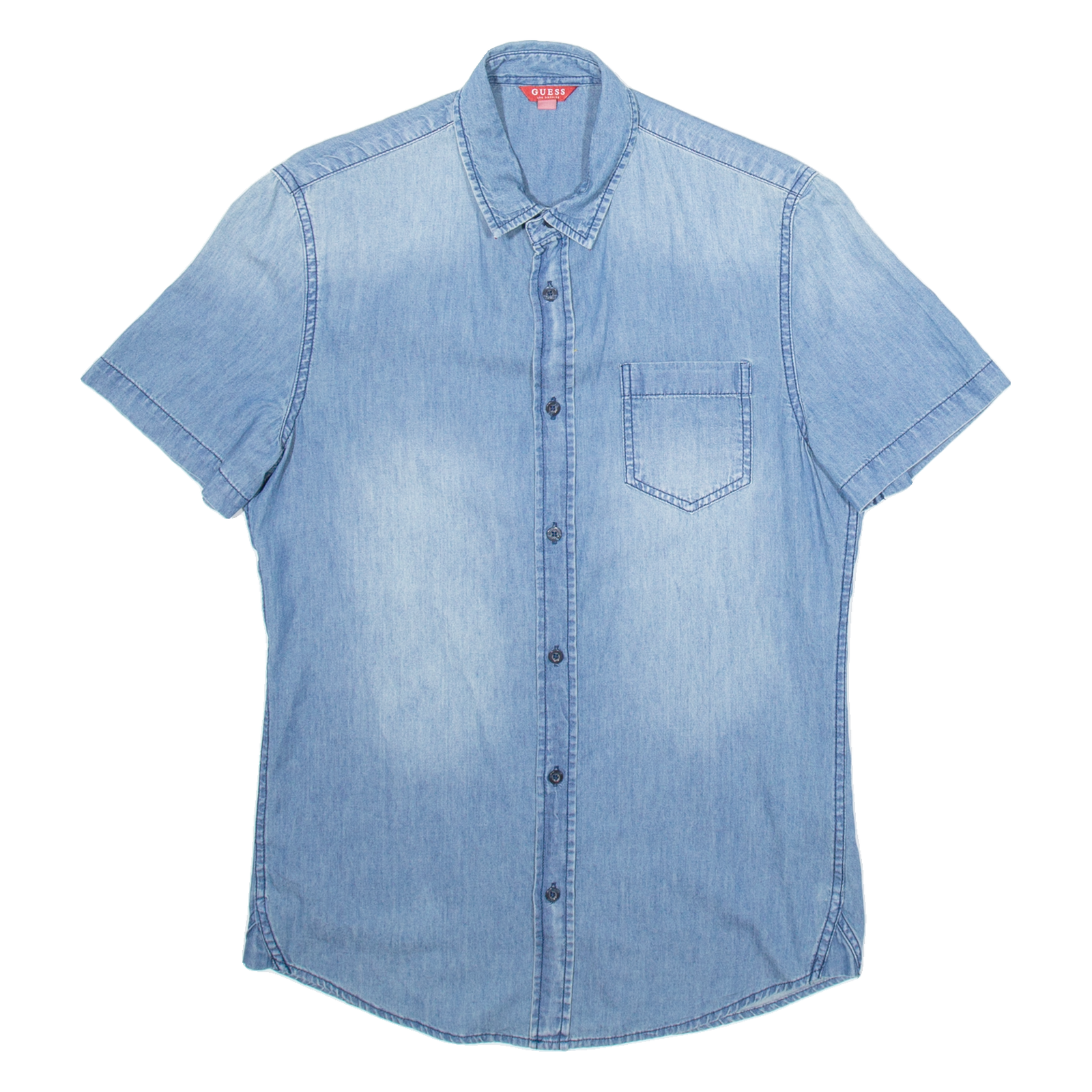 GUESS Mens Plain Shirt Blue S Refurbished - N/A refurbished available on Cerqular