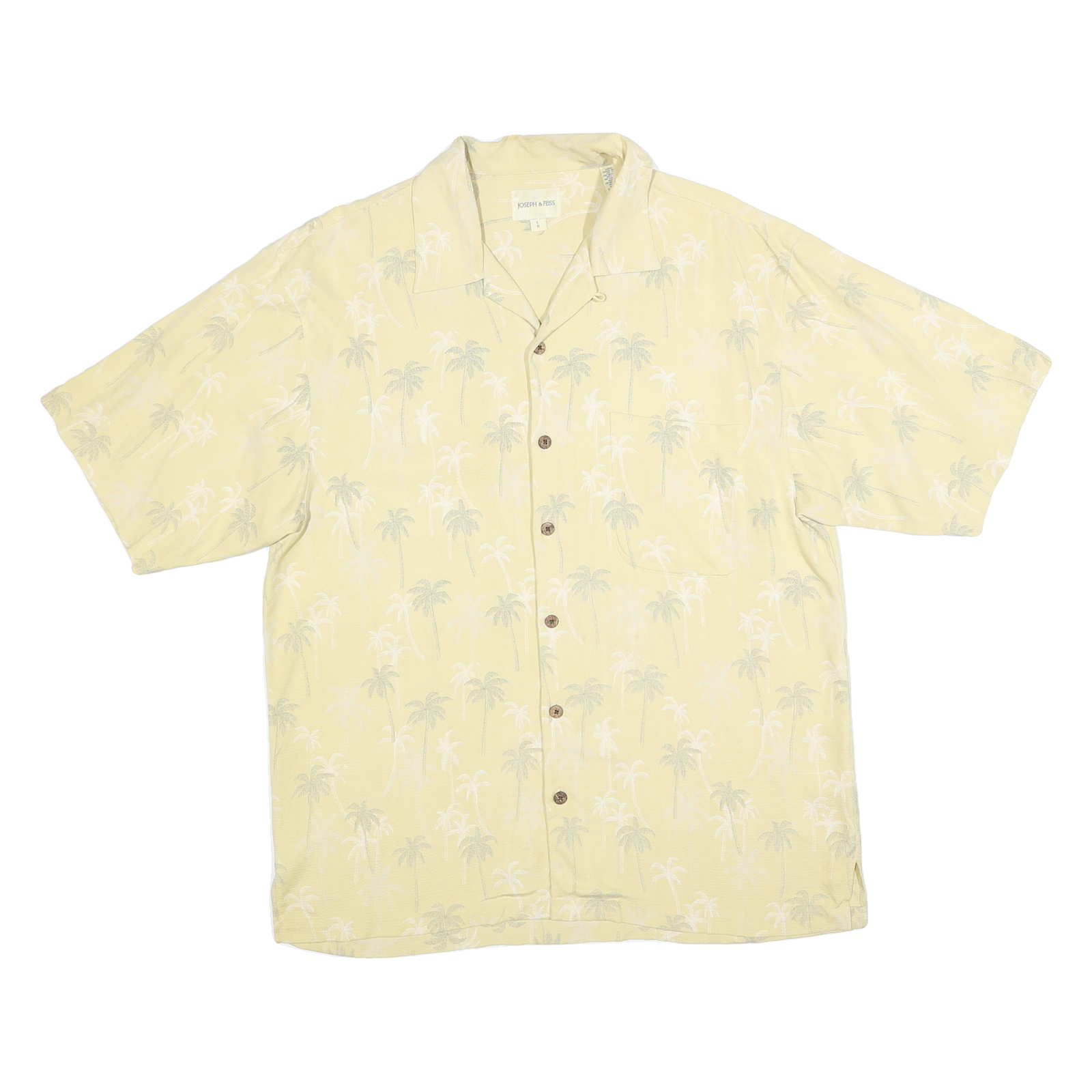 JOSEPH & FEISS Mens Beige Silk Hawaiian Style L Summer Vacation Shirt Refurbished - N/A refurbished available on Cerqular