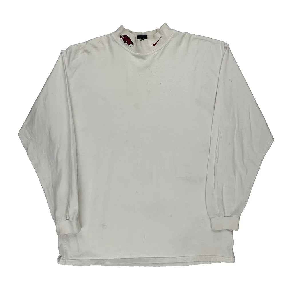 Buy Arkansas Razorbacks Nike Long Sleeve T-Shirt - XL White Cotton Refurbished - $40.72 Arkansas Razorbacks Nike Long Sleeve T-Shirt - XL White Cotton Refurbished - Thrifted (note: this is a term often used to describe second- refurbished available on Cerqular