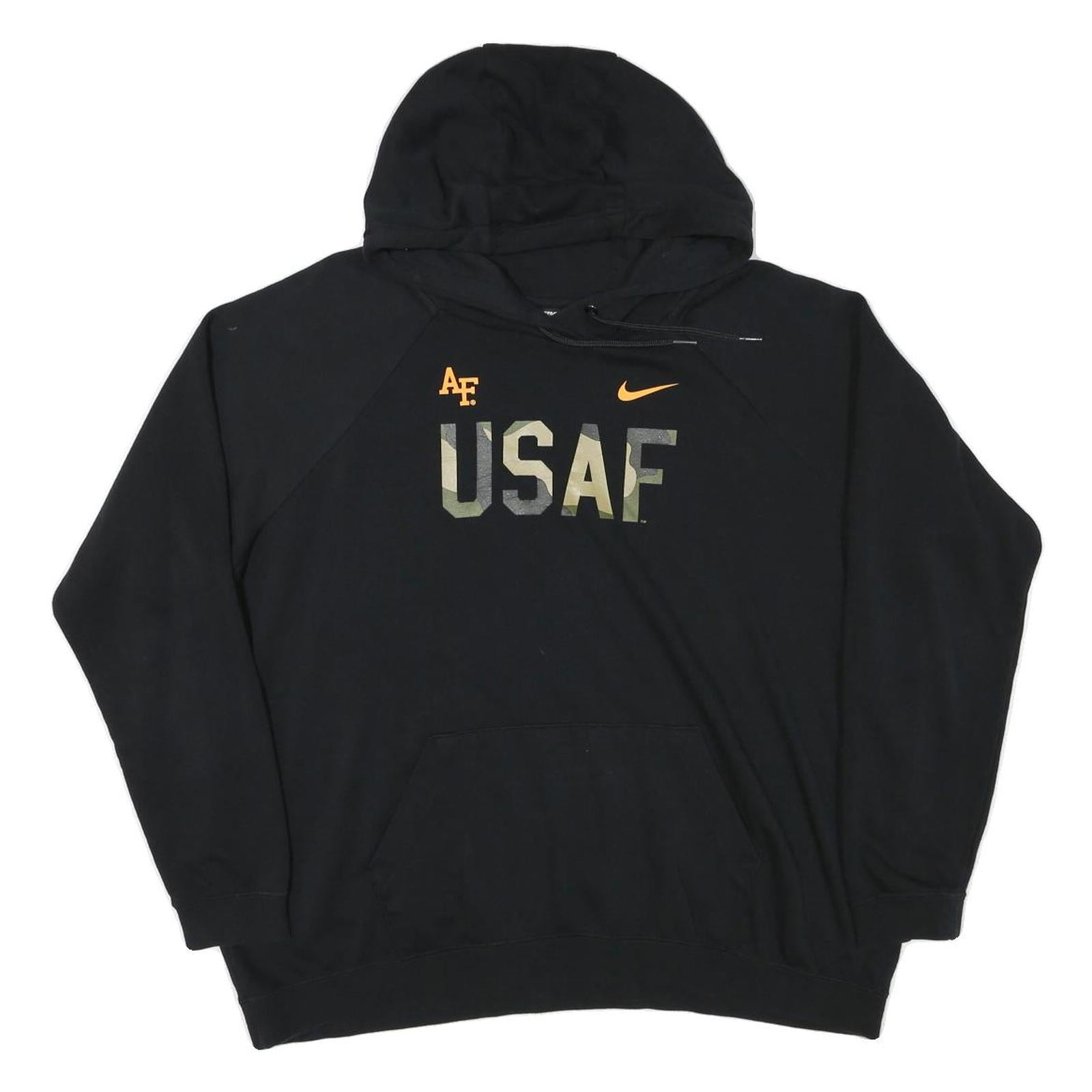 NIKE Womens Black USAF Pullover Hoodie XL Camo Print Cotton Blend Casual Refurbished - N/A refurbished available on Cerqular