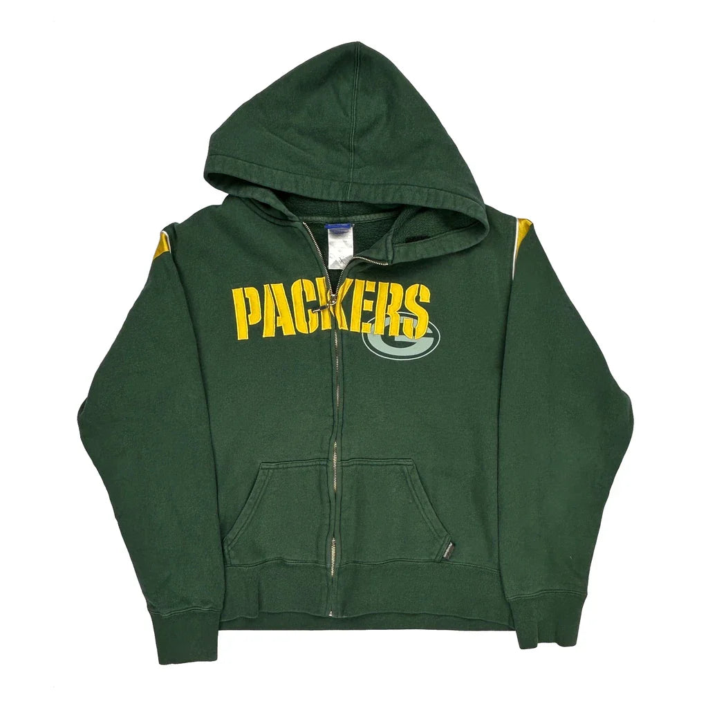 Packers Reebok Nfl Hoodie - Large Yellow Polyester Refurbished - Thrifted (note: this is a term often used to describe second- refurbished available on Cerqular